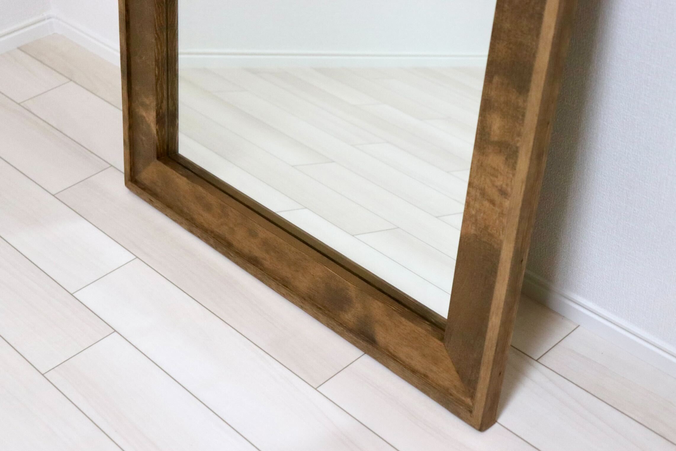 GMIH415F○Canffy / キャンフィ ダブルフレーム ウォールミラー 壁掛けミラー 全身鏡 鏡 姿見 ミラー 天然木 定価約2.4万