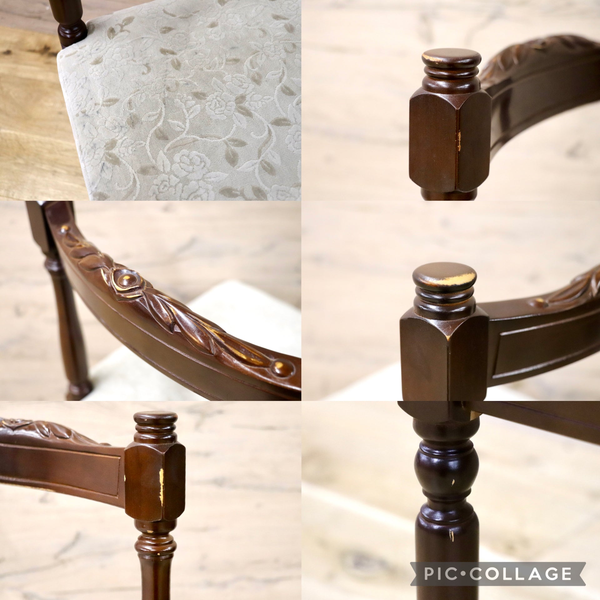 GMJH89A○徳田家具 デスクチェア コンソールチェア アームレスチェア ファブリック ヴィンテージ 昭和レトロ 高級クラシック アンティーク