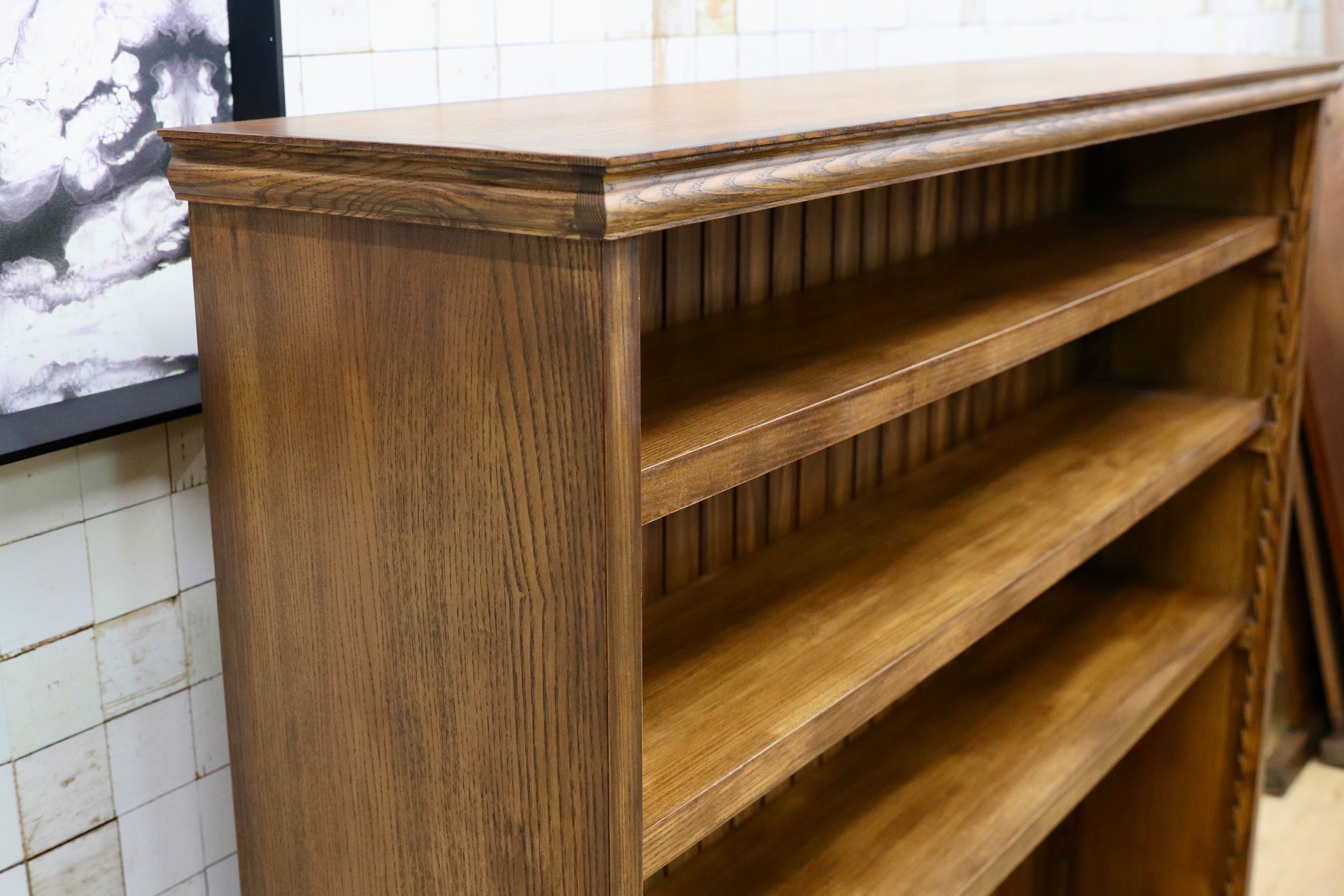 GMIS338A○民芸家具 和風モダン オープンシェルフ ラック ブックシェルフ 楢材 古民家 カフェ 店舗什器