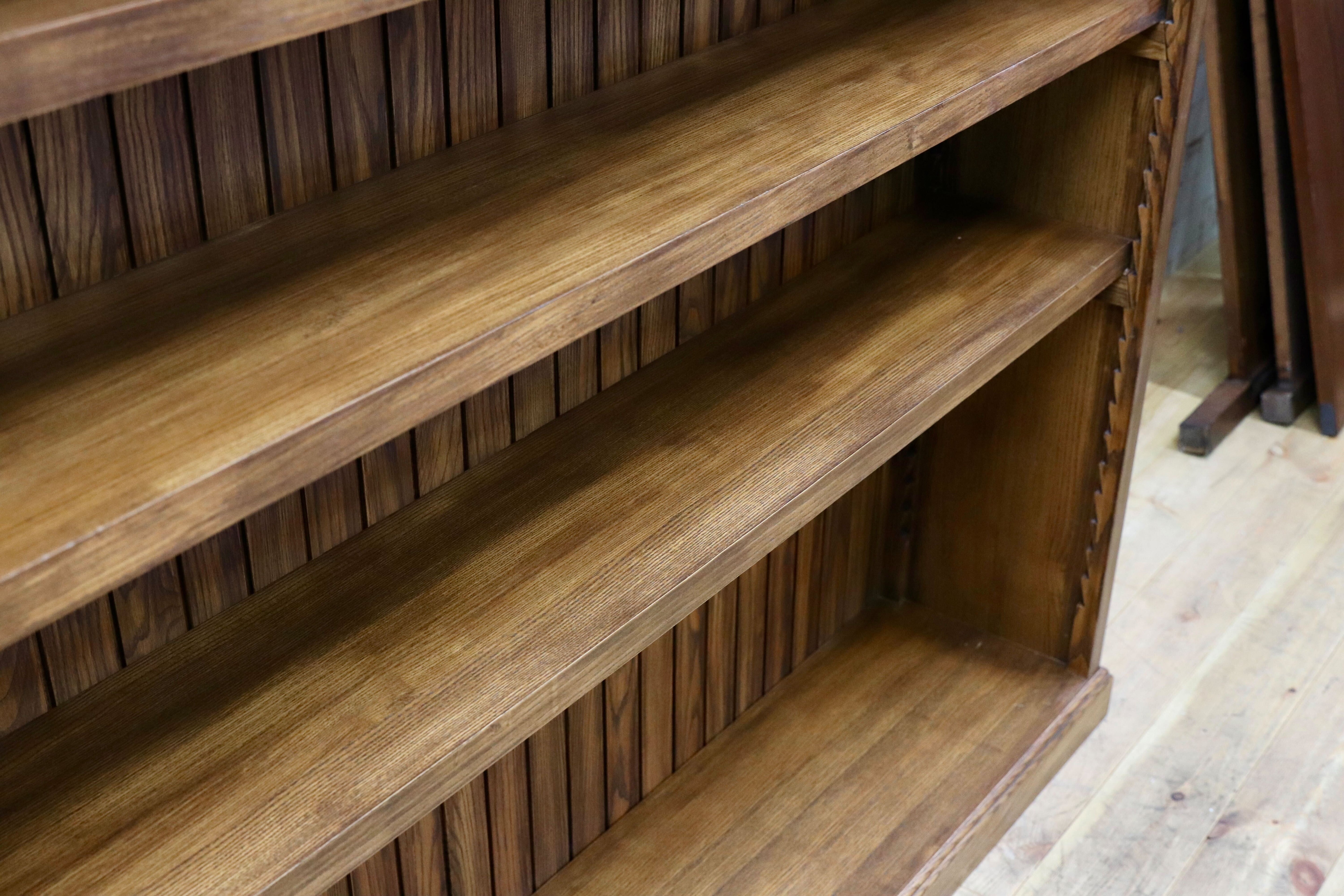 GMIS338A○民芸家具 和風モダン オープンシェルフ ラック ブックシェルフ 楢材 古民家 カフェ 店舗什器