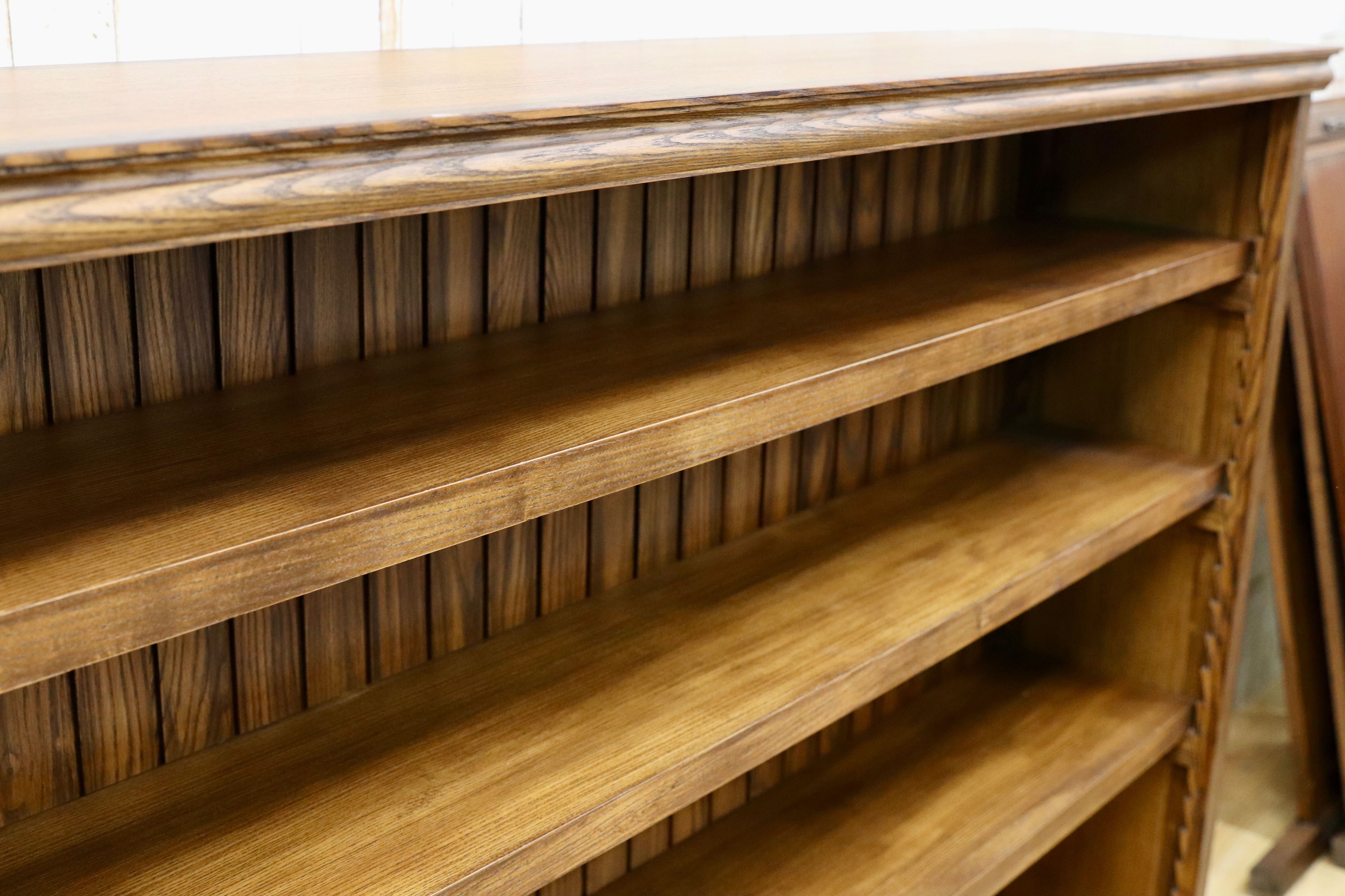 GMIS338A○民芸家具 和風モダン オープンシェルフ ラック ブックシェルフ 楢材 古民家 カフェ 店舗什器