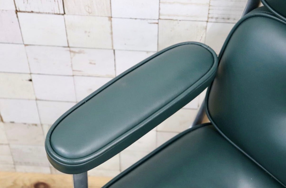 GMJO87G○Herman Miller / ハーマンミラー イームズ エグゼクティブチェア タイムライフチェア 本革 グリーン チャールズ＆レイ 定価約95万