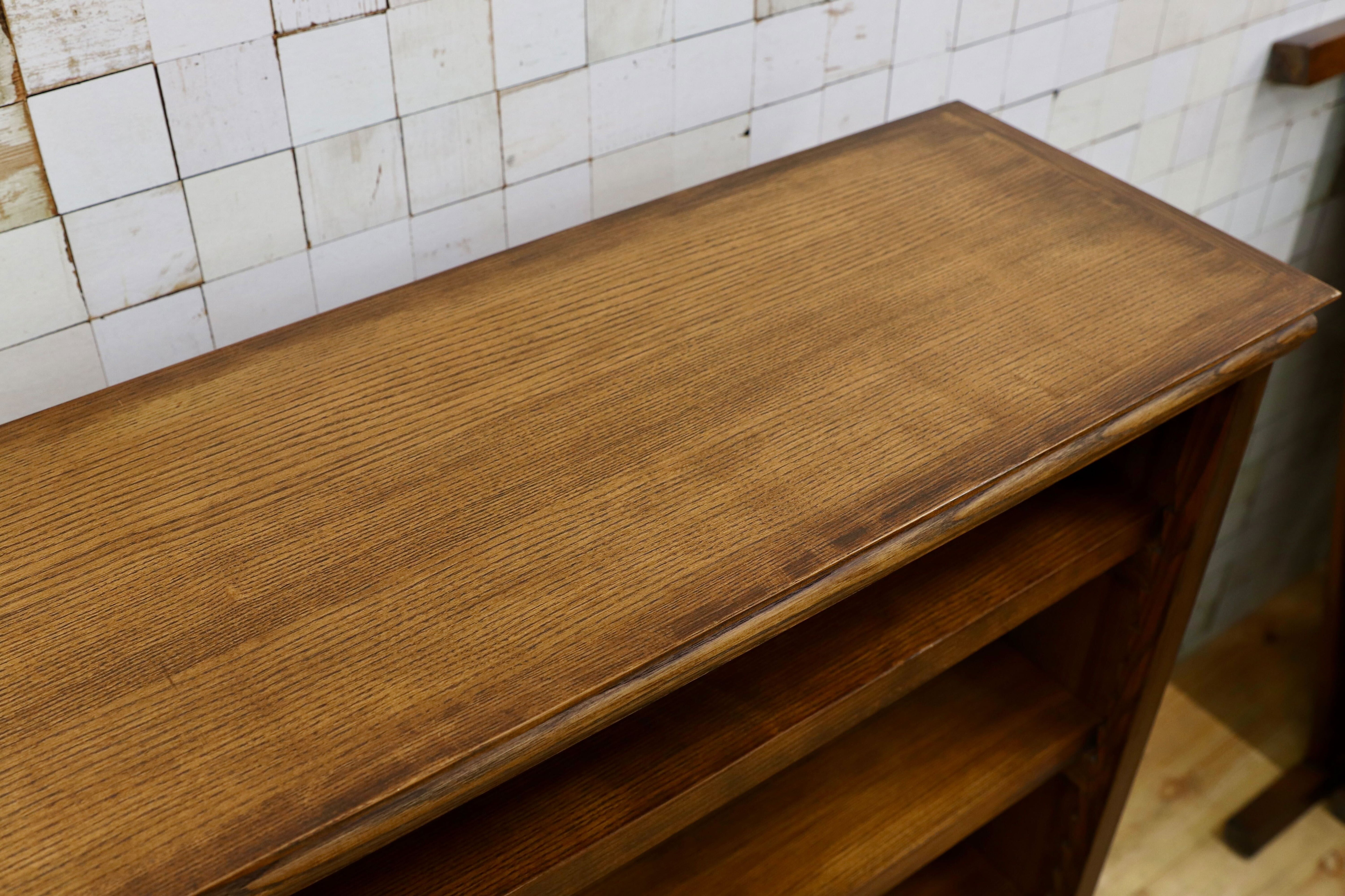 GMIS338A○民芸家具 和風モダン オープンシェルフ ラック ブックシェルフ 楢材 古民家 カフェ 店舗什器