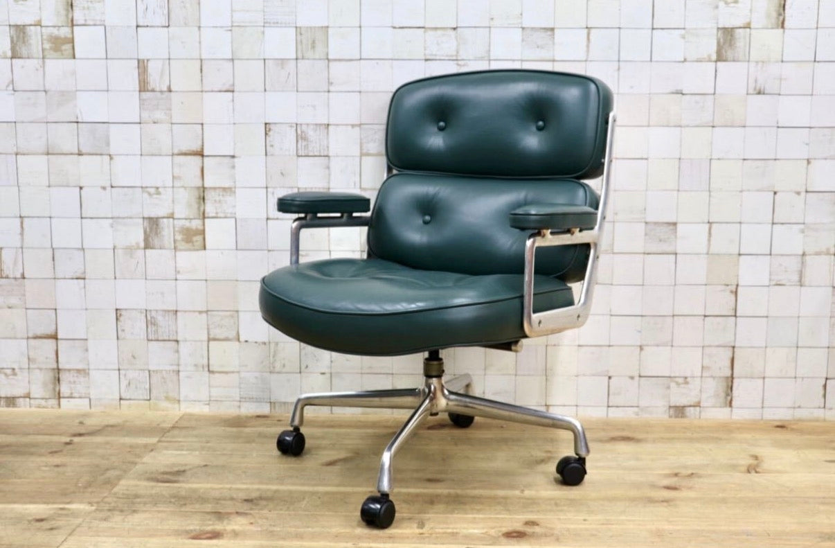 GMJO87H○Herman Miller / ハーマンミラー イームズ エグゼクティブチェア タイムライフチェア 本革 グリーン チャールズ＆レイ 定価約95万