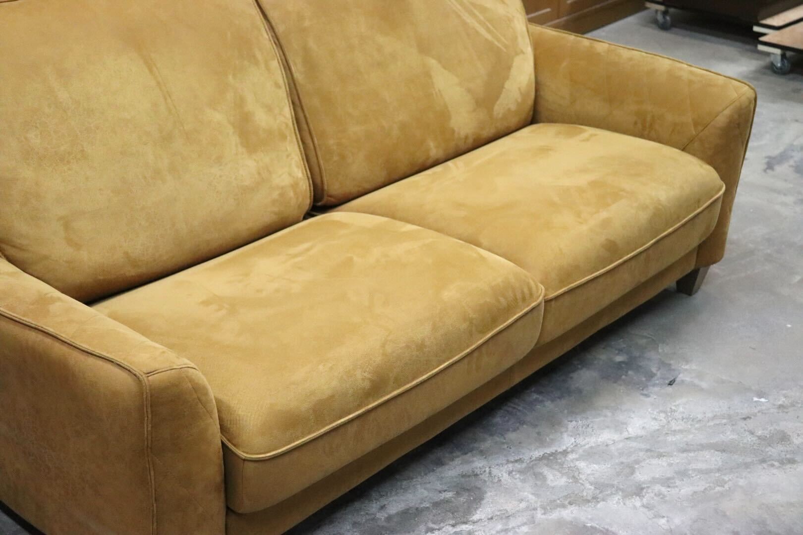 GMIH357○RELAX FORM / リラックスフォーム コロンバス 2人掛けソファ ラブソファ レザーテックス キャメル 関家具 定価約13万 展示品