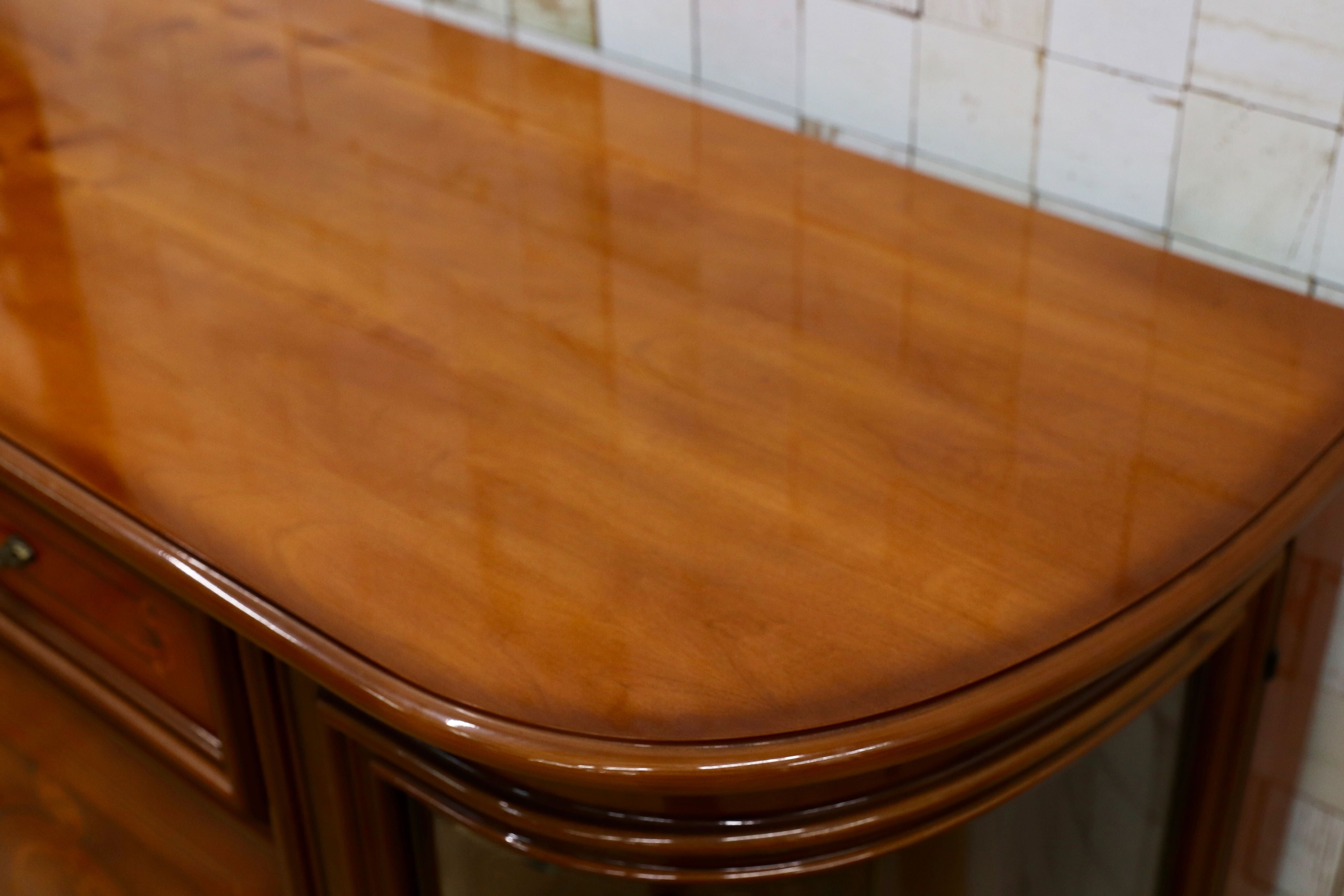 GMIS328○イタリア クラシック アンティーク サイドボード リビングボード 象嵌細工 キャビネット 店舗什器 キュリオケース