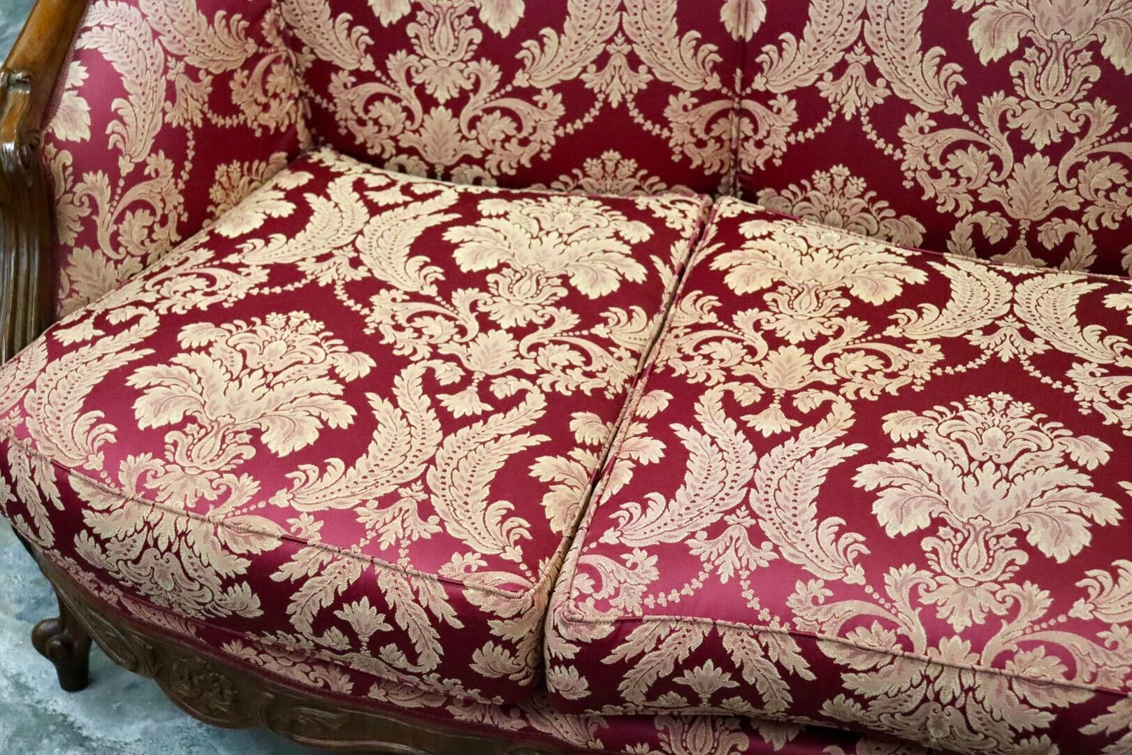 GMIK720A○イタリア製 3人掛けソファ トリプルソファ 長椅子 ファブリック 金華山 ロココ調 彫刻 ヨーロピアン クラシック エレガント