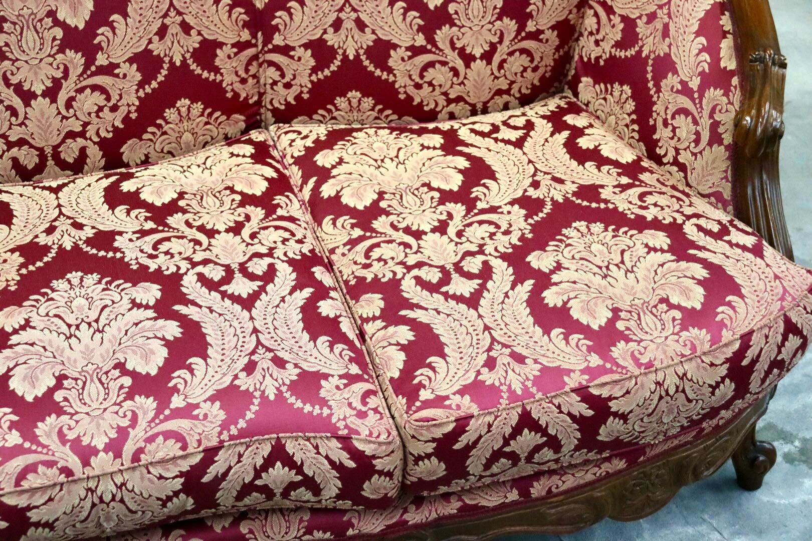 GMIK720A○イタリア製 3人掛けソファ トリプルソファ 長椅子 ファブリック 金華山 ロココ調 彫刻 ヨーロピアン クラシック エレガント