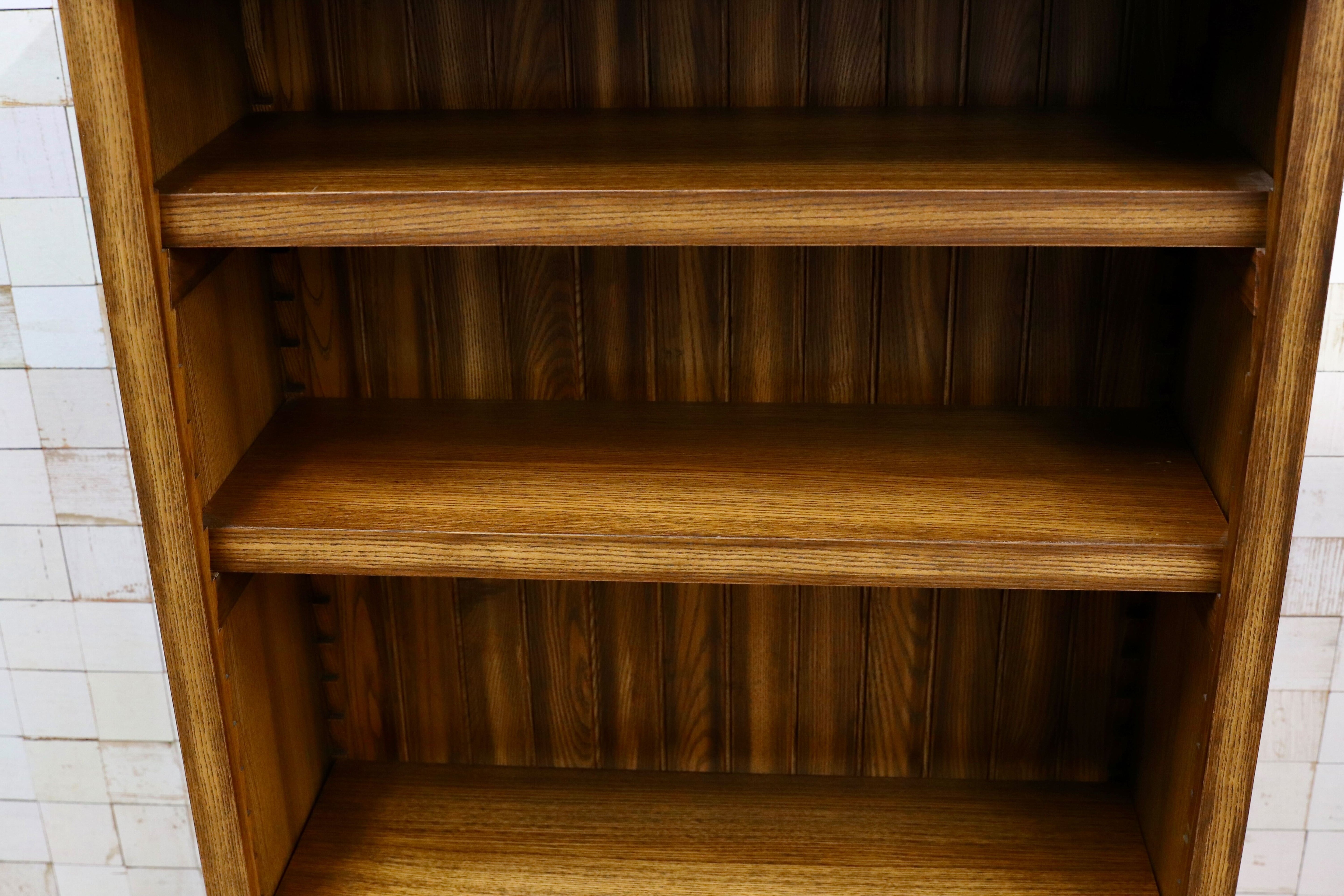 GMIS338B○民芸家具 和風モダン オープンシェルフ ラック ブックシェルフ 楢材 古民家 カフェ 店舗什器