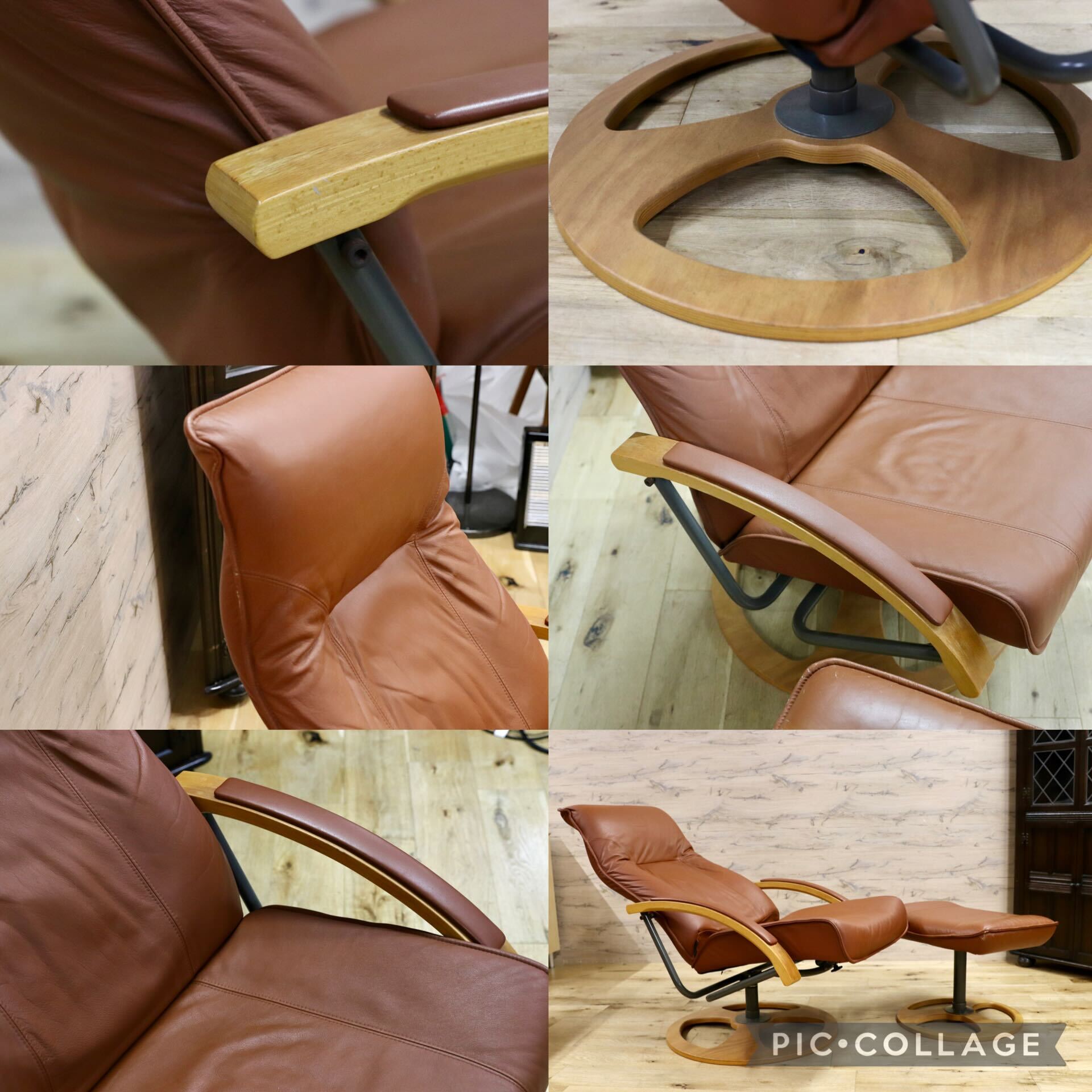 GMCT94○KEBE / ケベ FRANCEBED フランスベッド 北欧デンマーク ヴィンテージ パーソナルチェア リクライニングチェア 本革 レザー