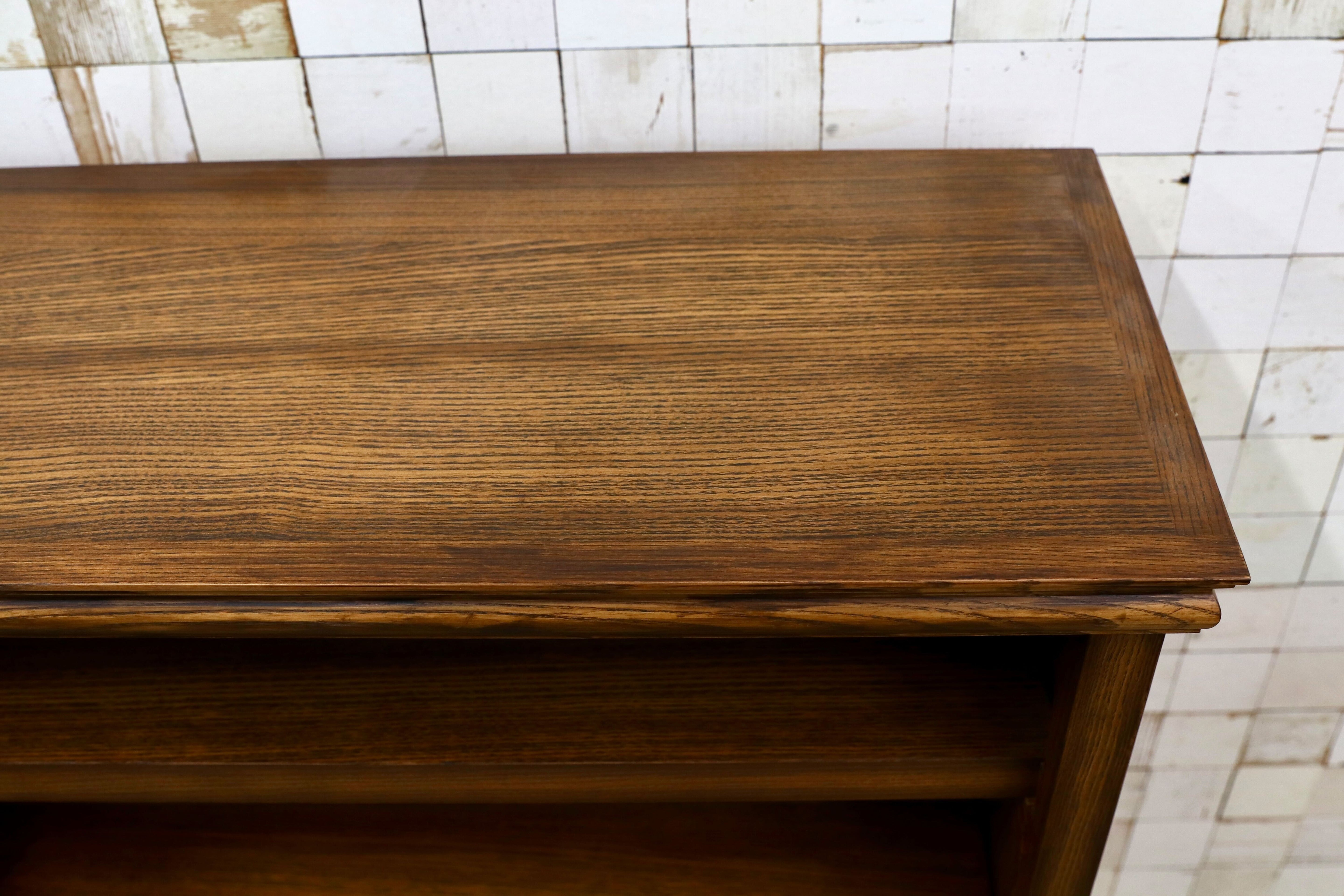 GMIS338B○民芸家具 和風モダン オープンシェルフ ラック ブックシェルフ 楢材 古民家 カフェ 店舗什器