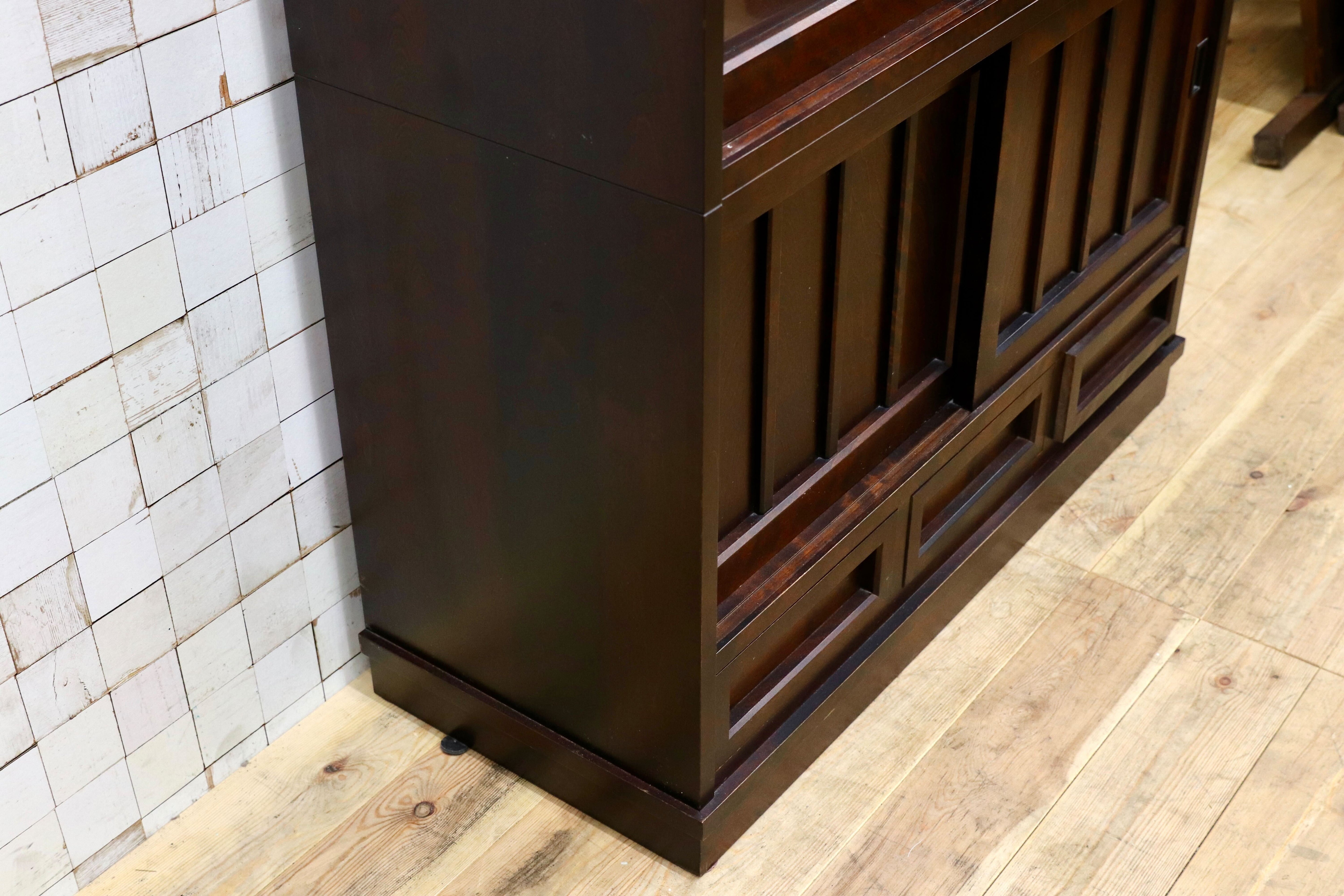 GMIS337○北海道民芸家具 キャビネット 飾り棚 リビングボード サイドボード 水屋 茶棚 和家具 和モダン レトロ 飛騨産業 樺材