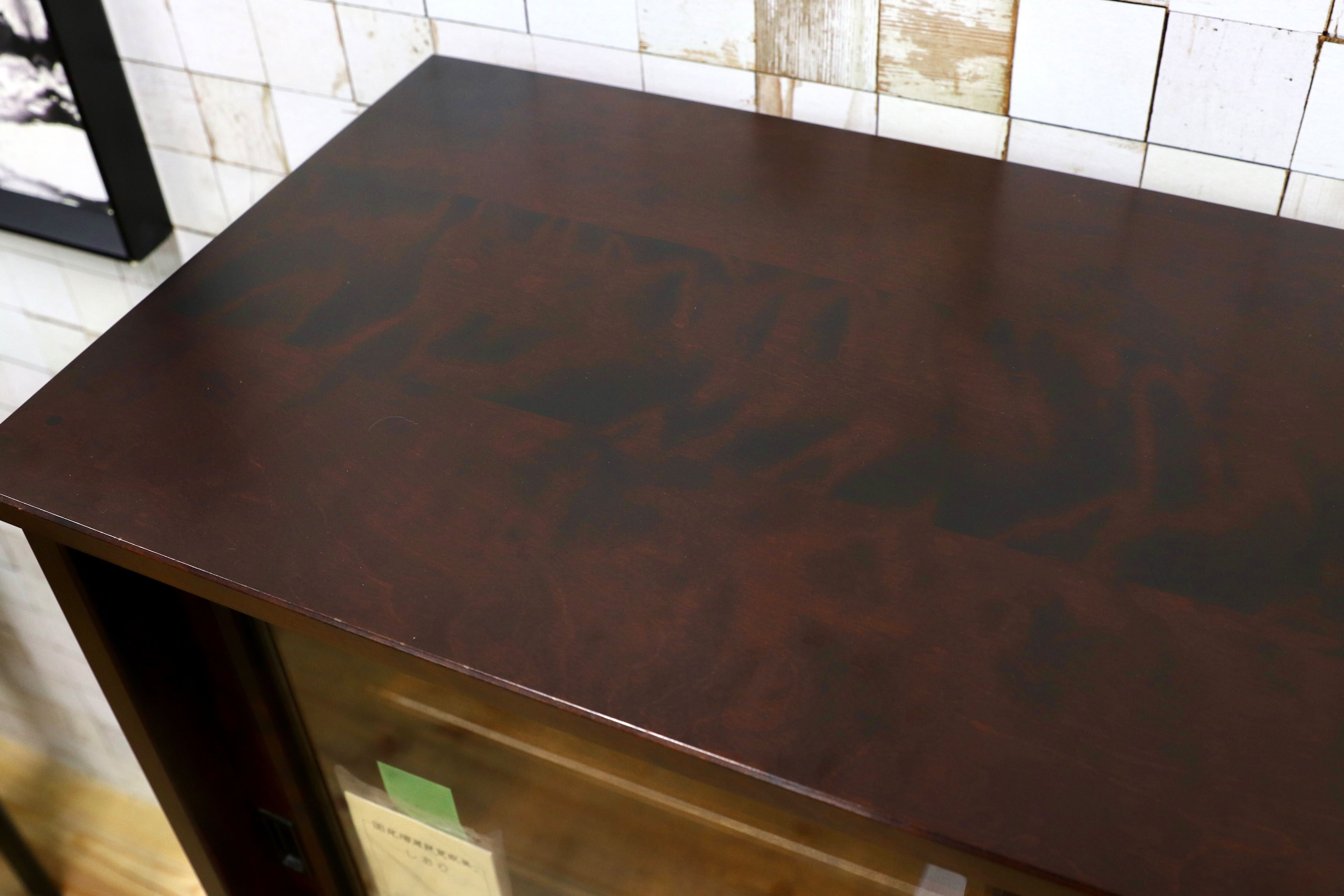 GMIS337○北海道民芸家具 キャビネット 飾り棚 リビングボード サイドボード 水屋 茶棚 和家具 和モダン レトロ 飛騨産業 樺材