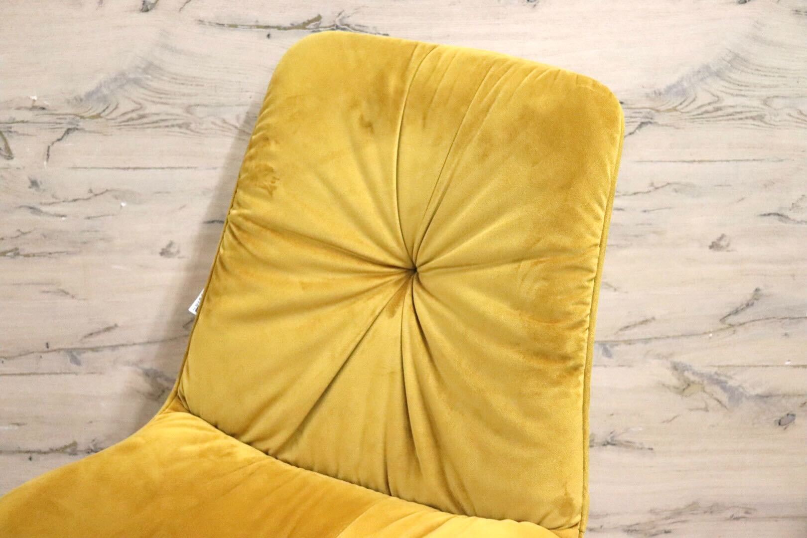 GMIK759A○KARE / カレ Mila ミラ ダイニングチェア 食卓椅子 ファブリック イエロー ベルベット調 モダン 定価約4.3万 廃番 希少 美品