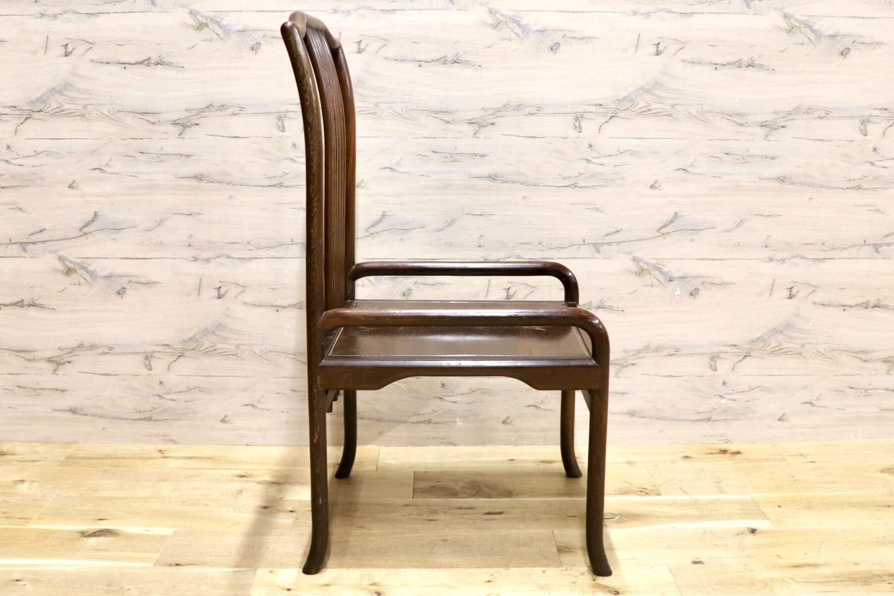 GMHS378N○唐木家具 鉄刀木 ダイニングチェア 食卓椅子 セミアームチェア アジアン ヴィンテージ オリエンタル 中国美術 椅子 木製家具