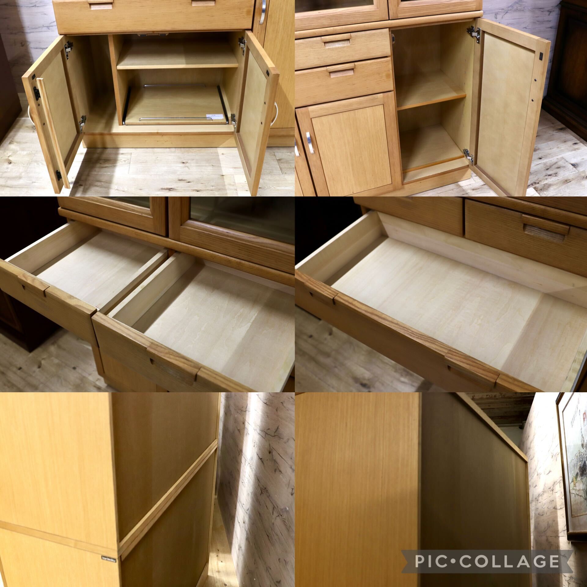 GMIK198○karimoku / カリモク 食器棚 キャビネット 水屋棚 カップボード タモ材 シンプル ナチュラル 国産家具