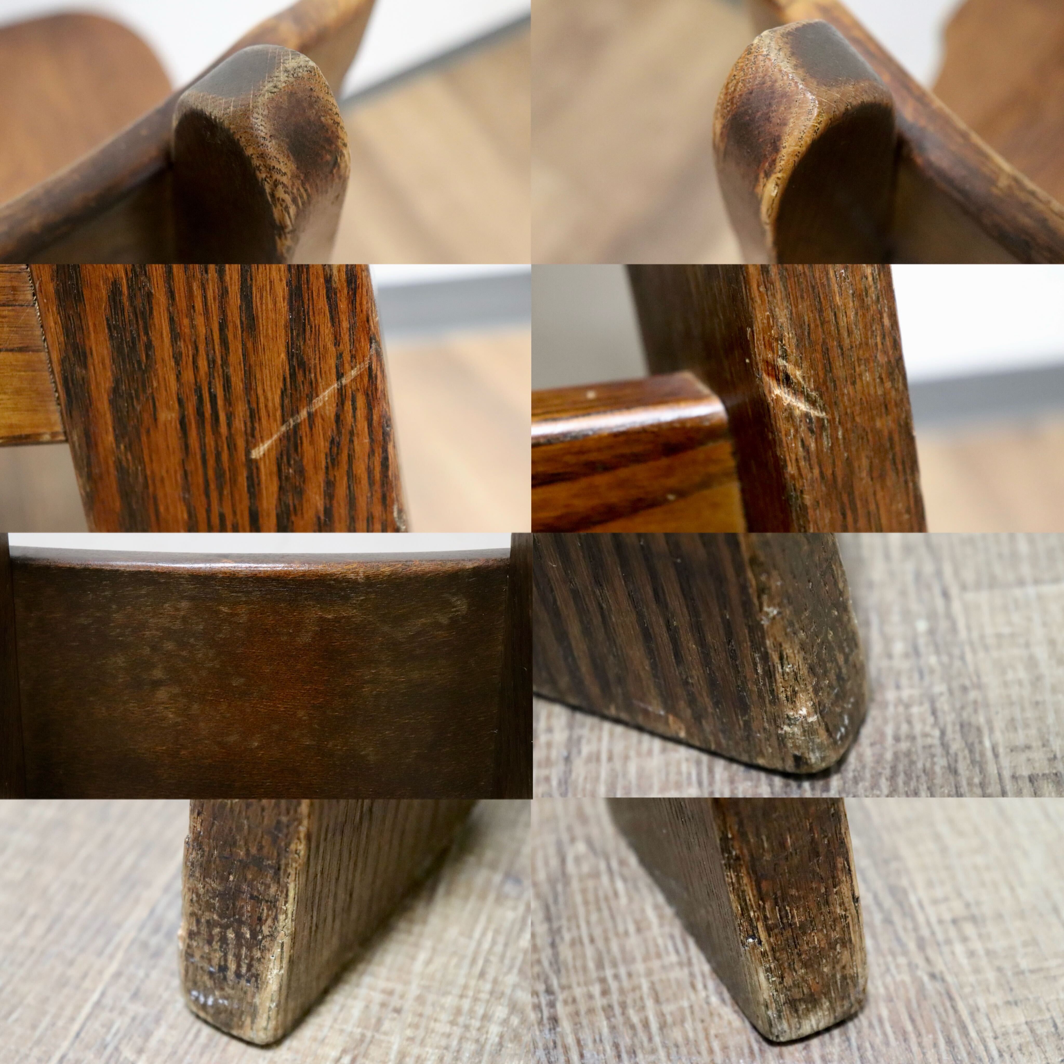 GMHH172○オランダ製 ダッチカントリー ダイニングチェア アームレスチェア 椅子 オーク材 無垢 堅牢 民芸家具 ネザーランズ ヴィンテージ