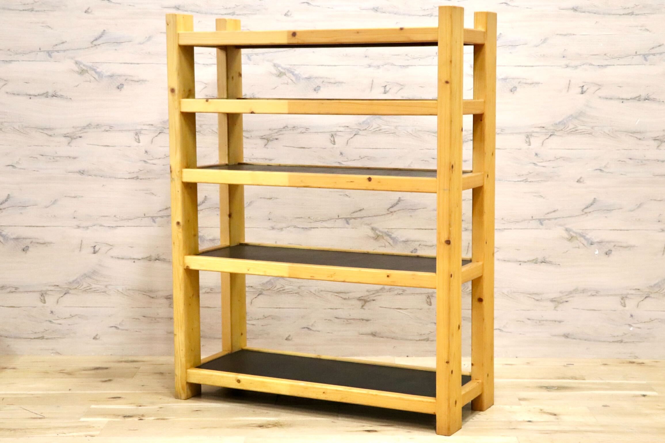 GMIH62○ナチュラル シューズラック オープンウッドラック 5段 木製 飾り棚 シェルフ キッチンラック フリーラック ディスプレイラック