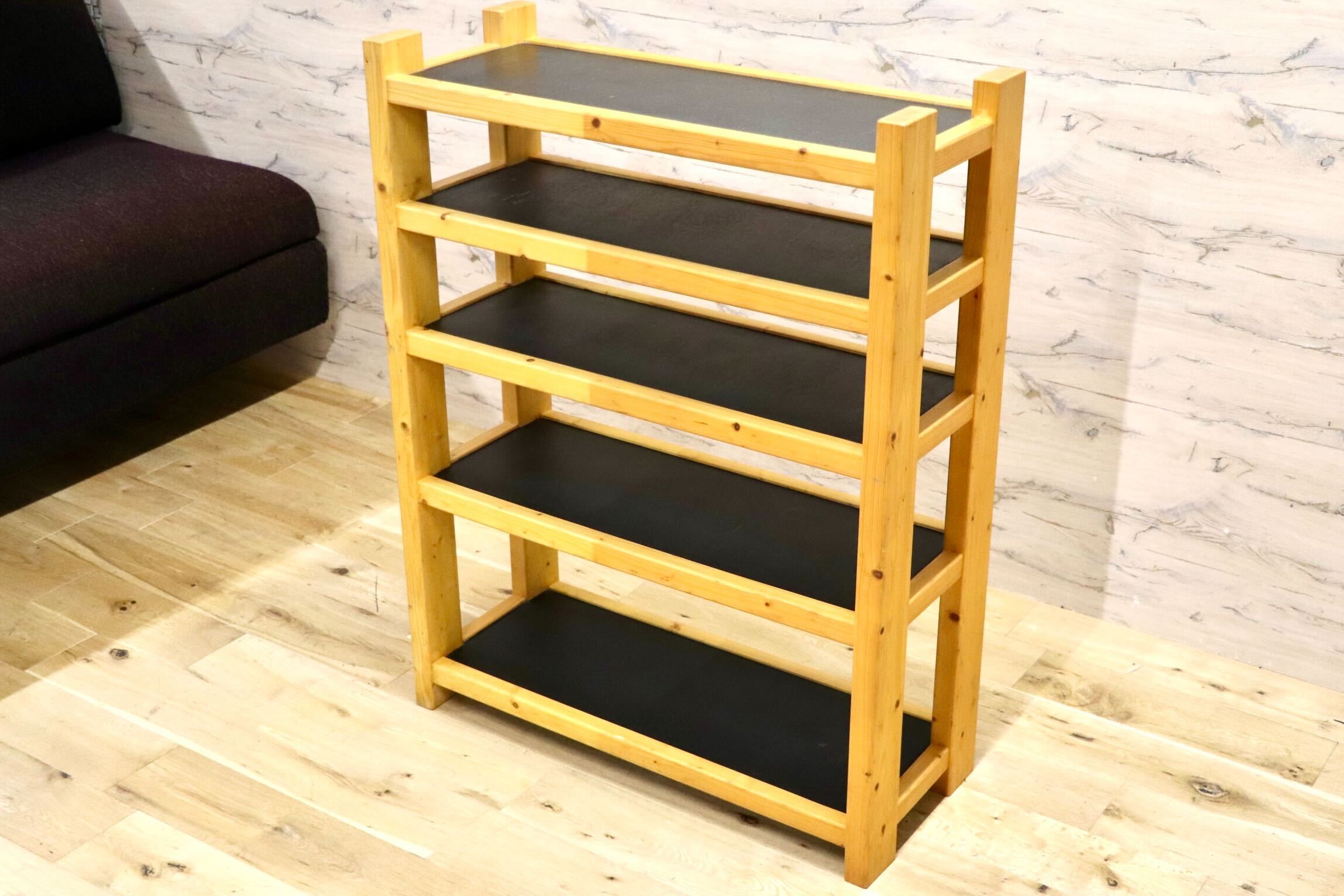 GMIH62○ナチュラル シューズラック オープンウッドラック 5段 木製 飾り棚 シェルフ キッチンラック フリーラック ディスプレイラック