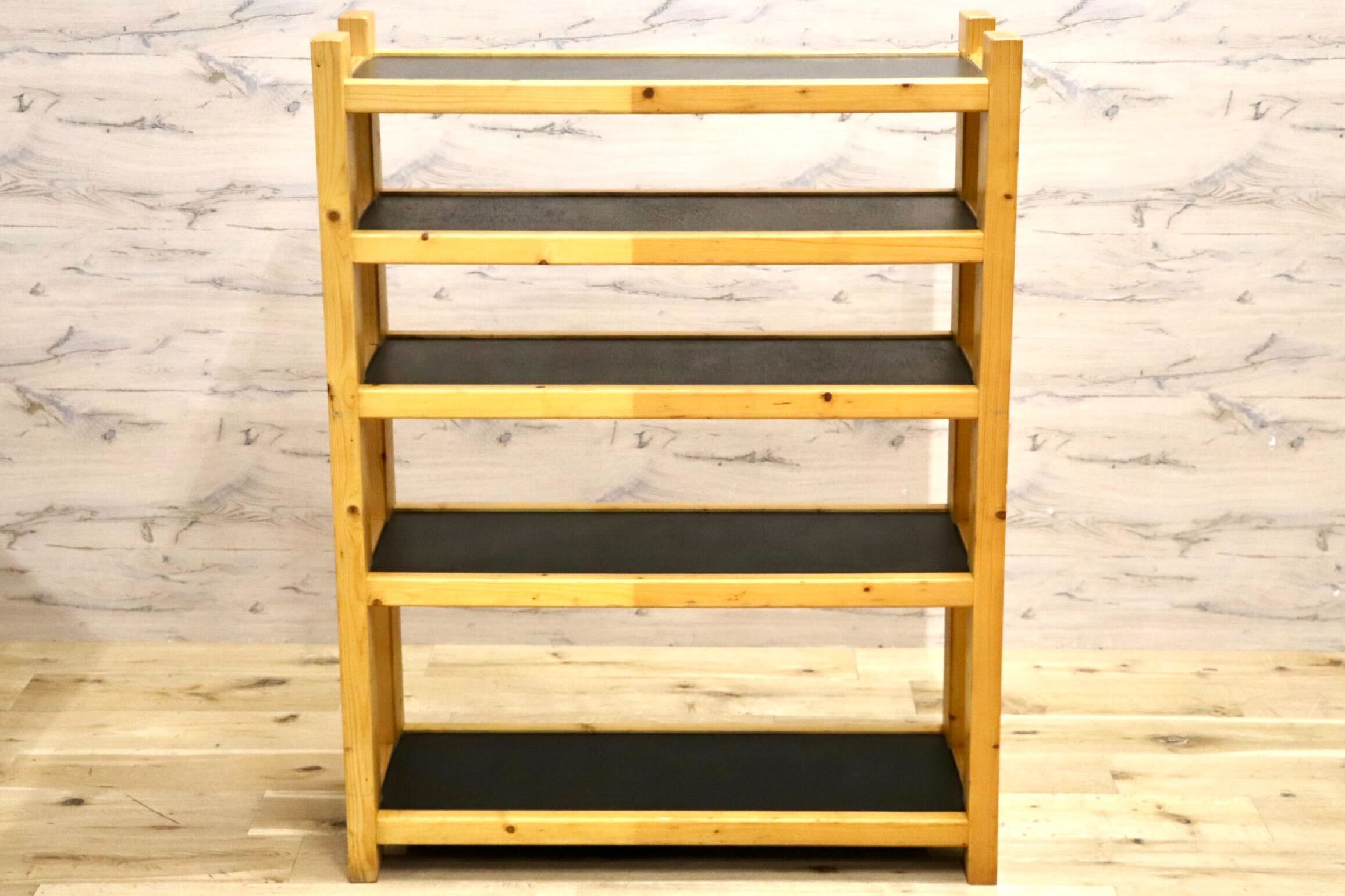 GMIH62○ナチュラル シューズラック オープンウッドラック 5段 木製 飾り棚 シェルフ キッチンラック フリーラック ディスプレイラック