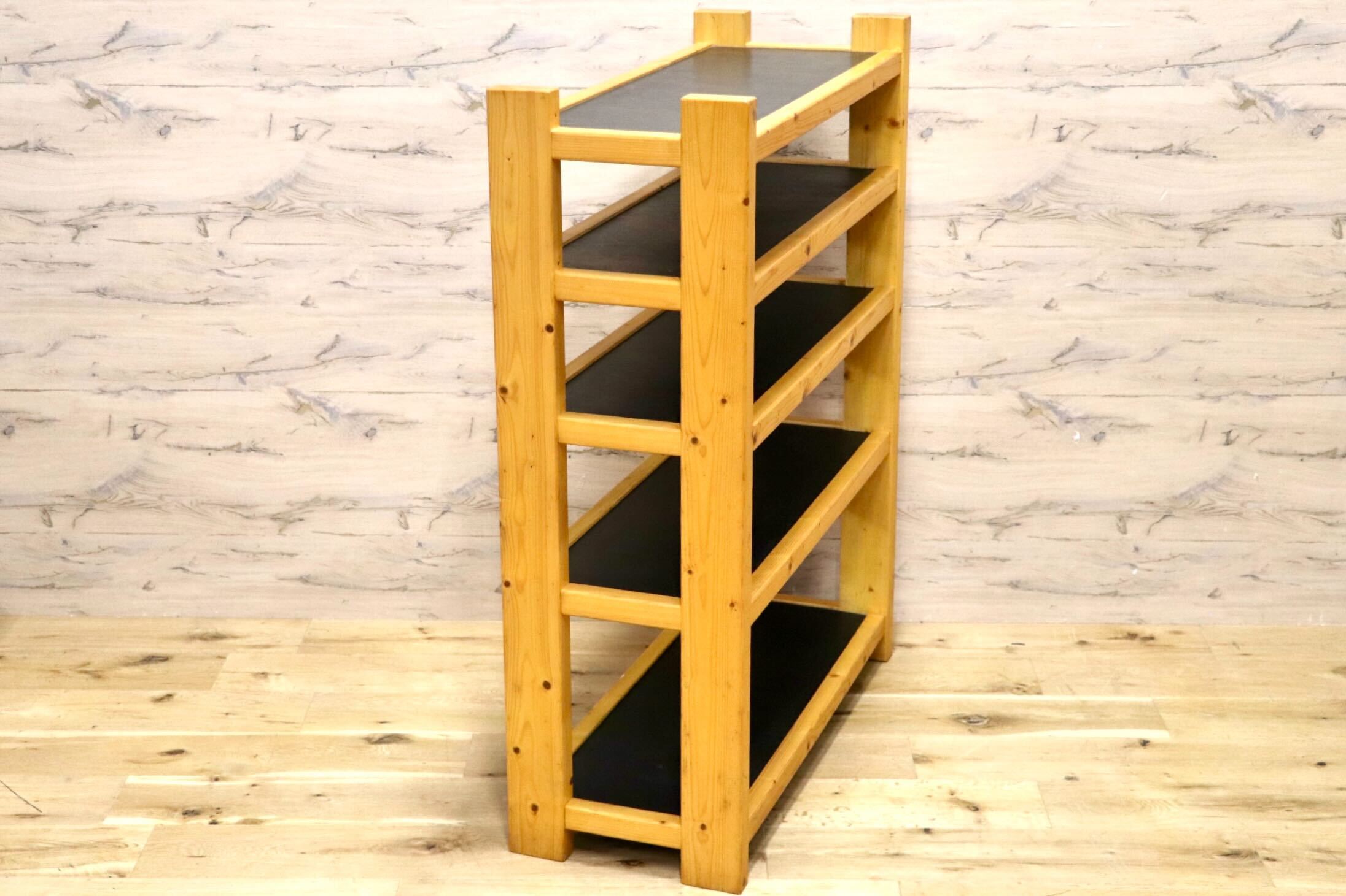 GMIH62○ナチュラル シューズラック オープンウッドラック 5段 木製 飾り棚 シェルフ キッチンラック フリーラック ディスプレイラック