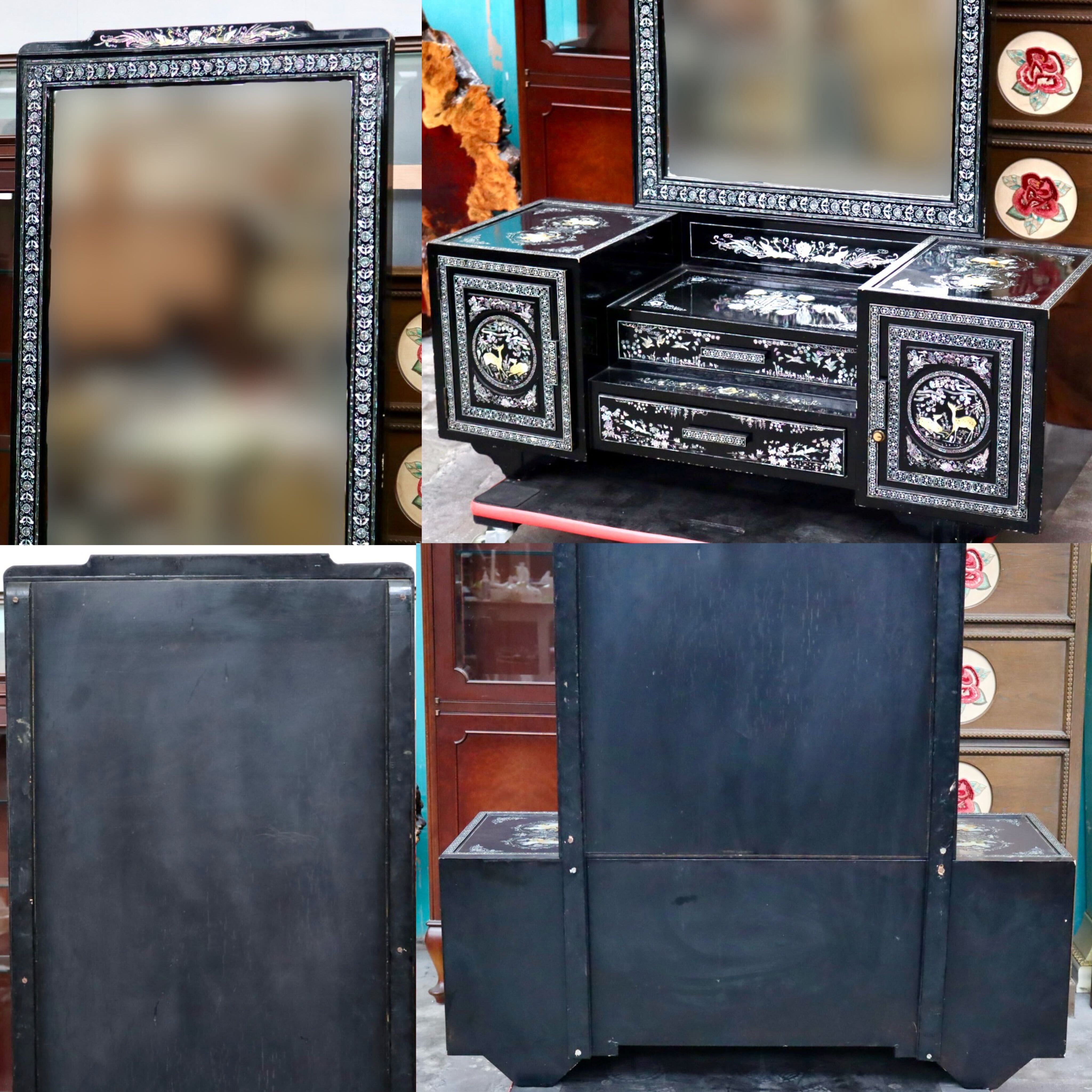 GMJH75A○李朝家具 ドレッサー ミラー 鏡 姿見 化粧台 鏡台 螺鈿細工
