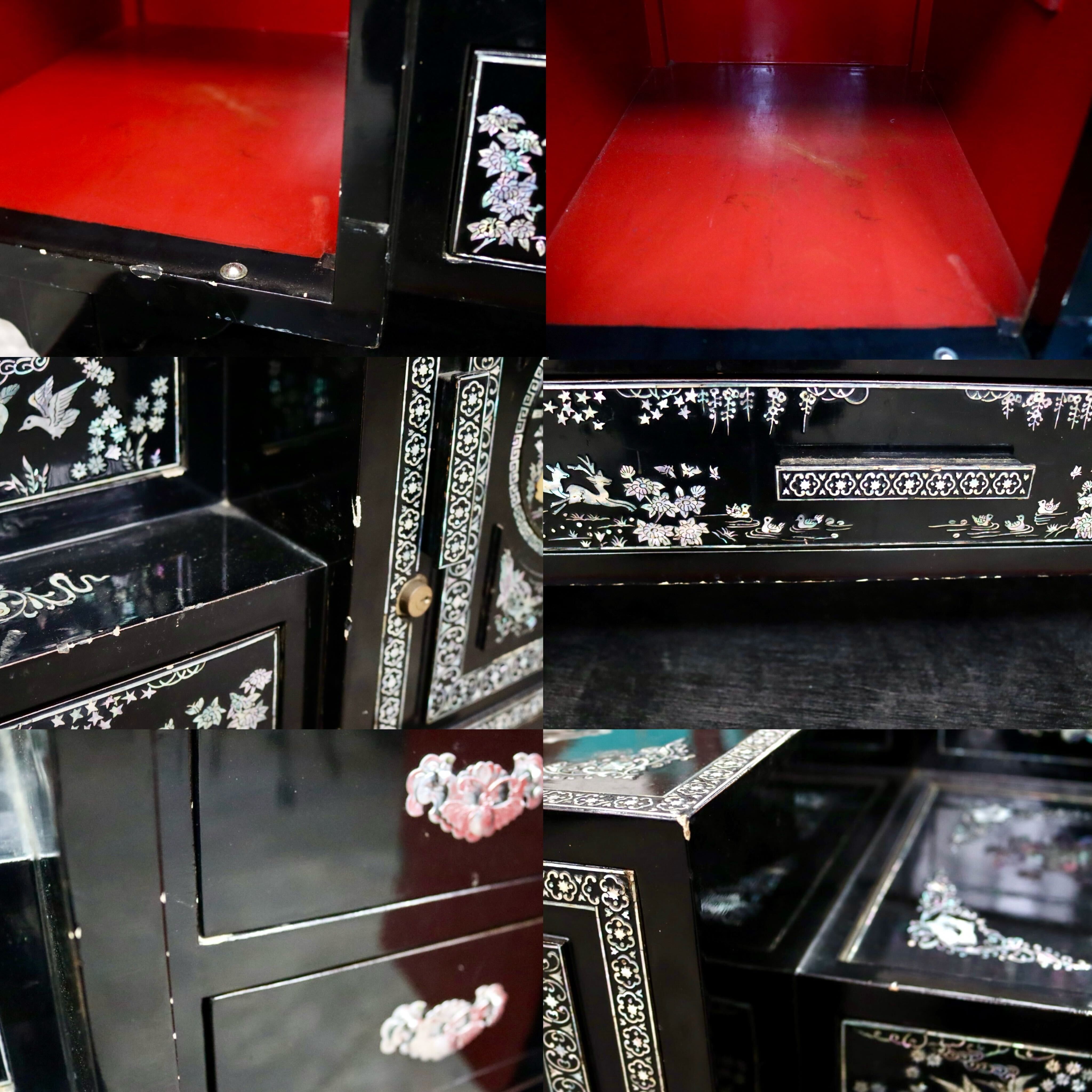 GMJH75A○李朝家具 ドレッサー ミラー 鏡 姿見 化粧台 鏡台 螺鈿細工