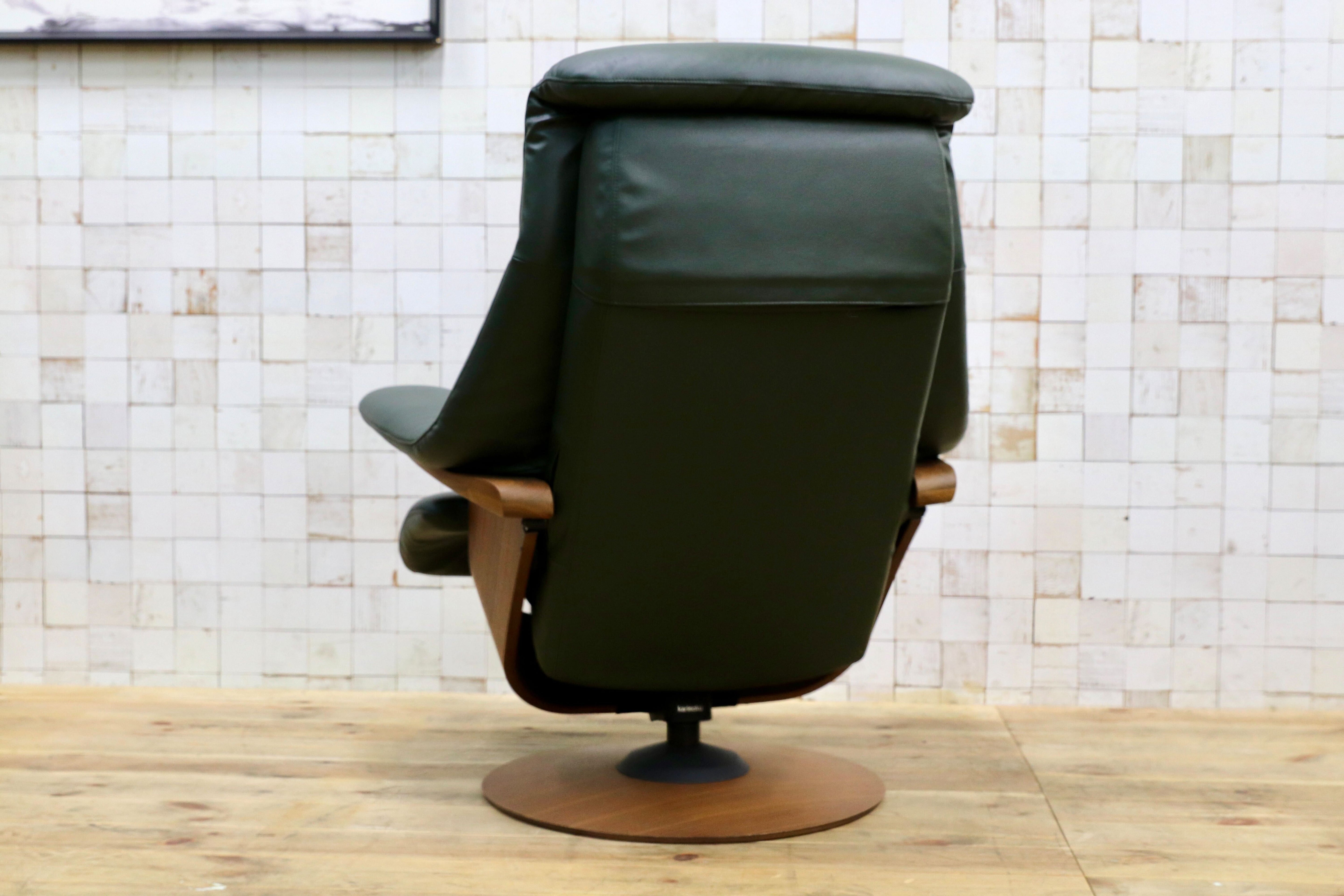 GMIK647○karimoku / カリモク THE FIRST ザファースト RU7450R422 リクライニングチェア パーソナルチェア グリーン 本革 椅子