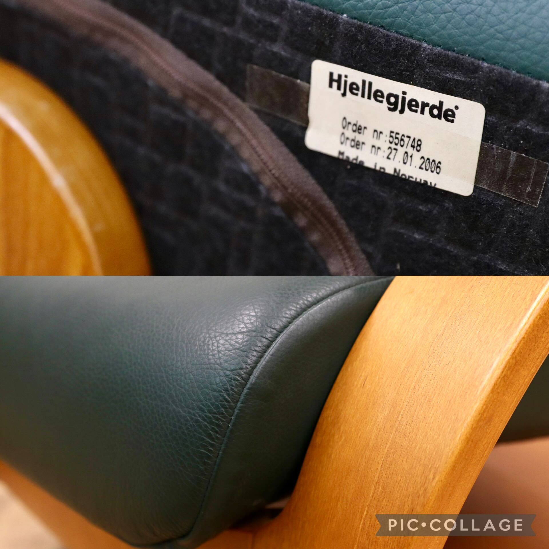 GMIK401○Hjellegjerde / イエリアーダ フィヨルド パーソナルチェア リクライニングチェア 本革 北欧 ノルウェー グリーン 約29万