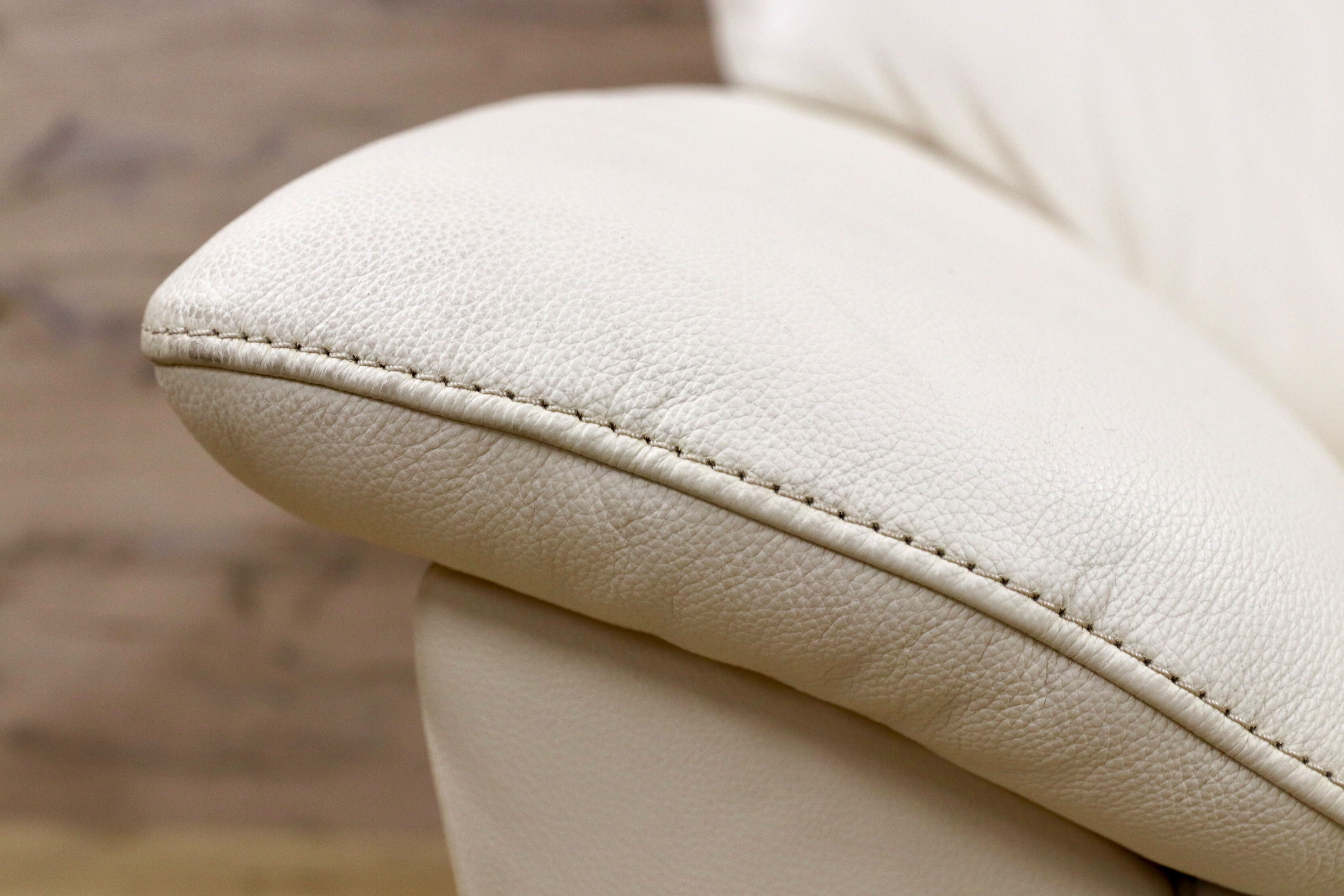 GMIK688○Chitano / チターノ karimoku カリモク Z172モデル 長椅子 2.5人掛けソファ ラブソファ 本革 レザー ホワイト 美品