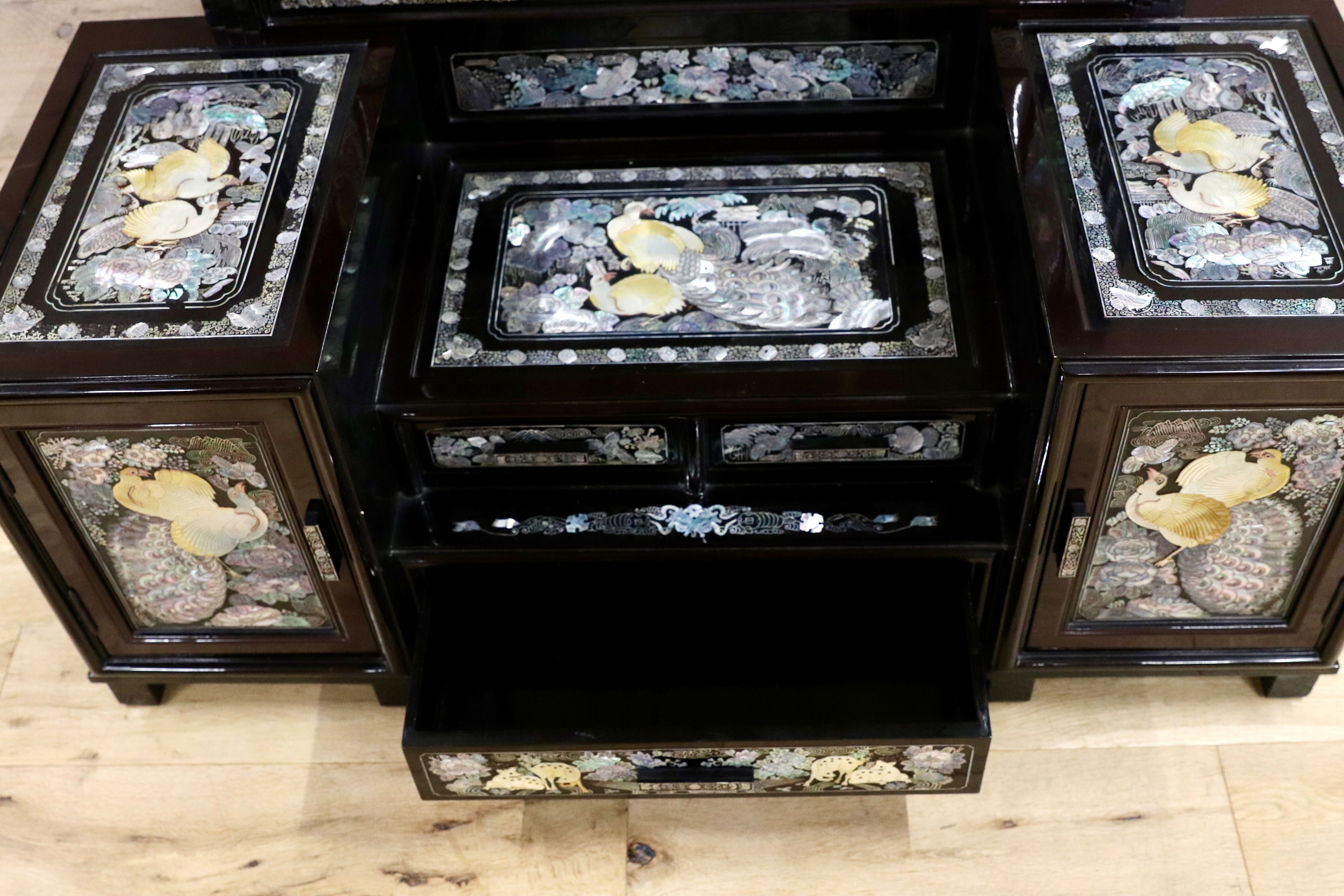 GMIK681○李朝家具 螺鈿細工 ドレッサー 鏡台 伝統工芸 化粧台 アンティーク 姿見