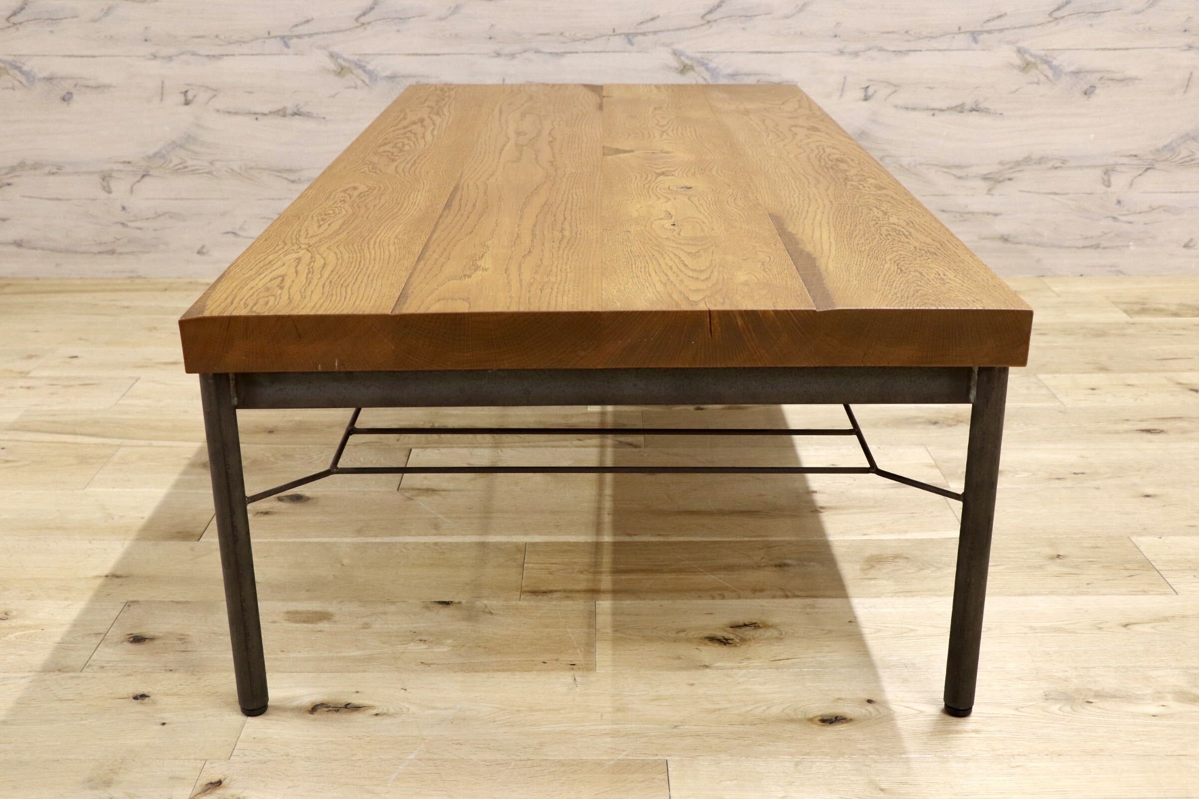 GMJH148○TRUCK FURNITURE / トラックファニチャー OAK IRON-LEG LOW TABLE オーク アイアンレッグ ローテーブル 展示品 定価約24万