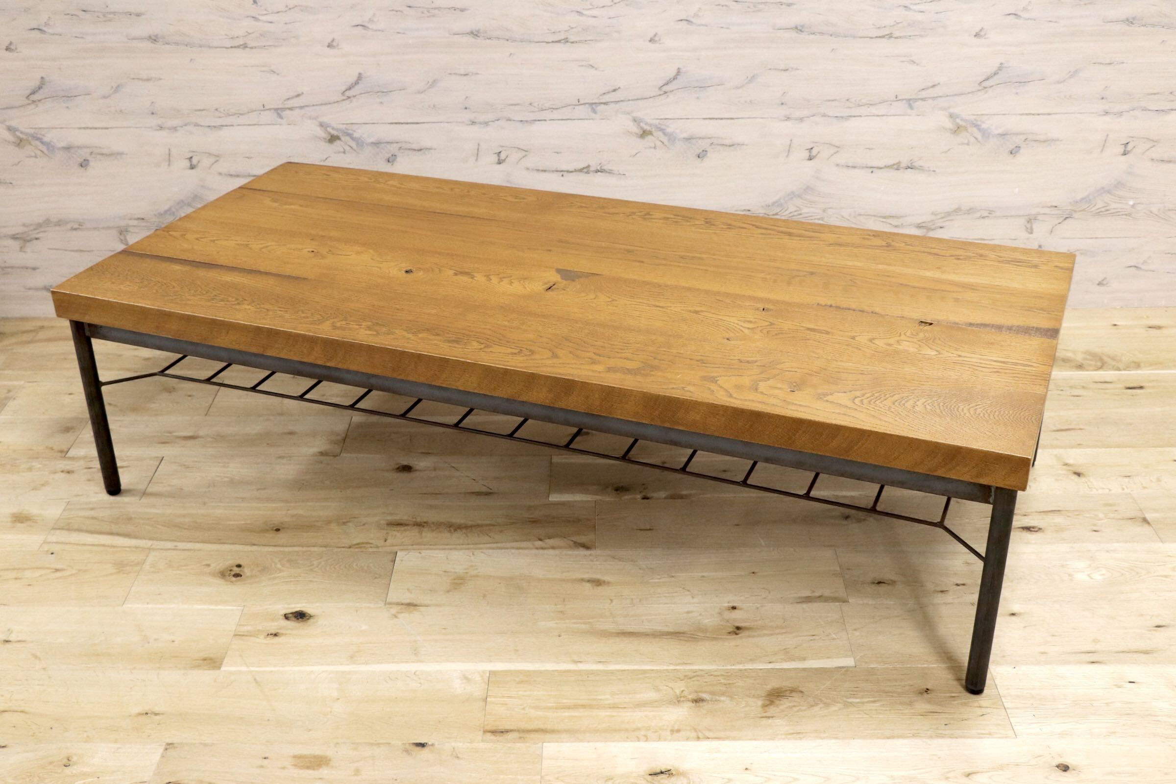 GMJH148○TRUCK FURNITURE / トラックファニチャー OAK IRON-LEG LOW TABLE オーク アイアンレッグ ローテーブル 展示品 定価約24万