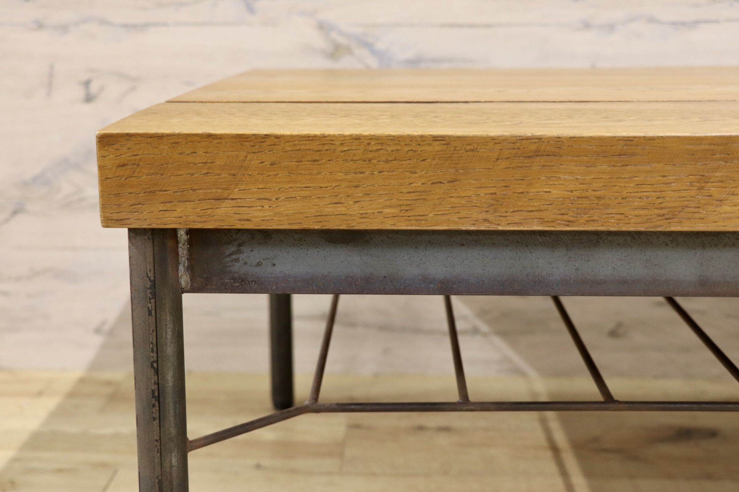 GMJH148○TRUCK FURNITURE / トラックファニチャー OAK IRON-LEG LOW TABLE オーク アイアンレッグ ローテーブル 展示品 定価約24万