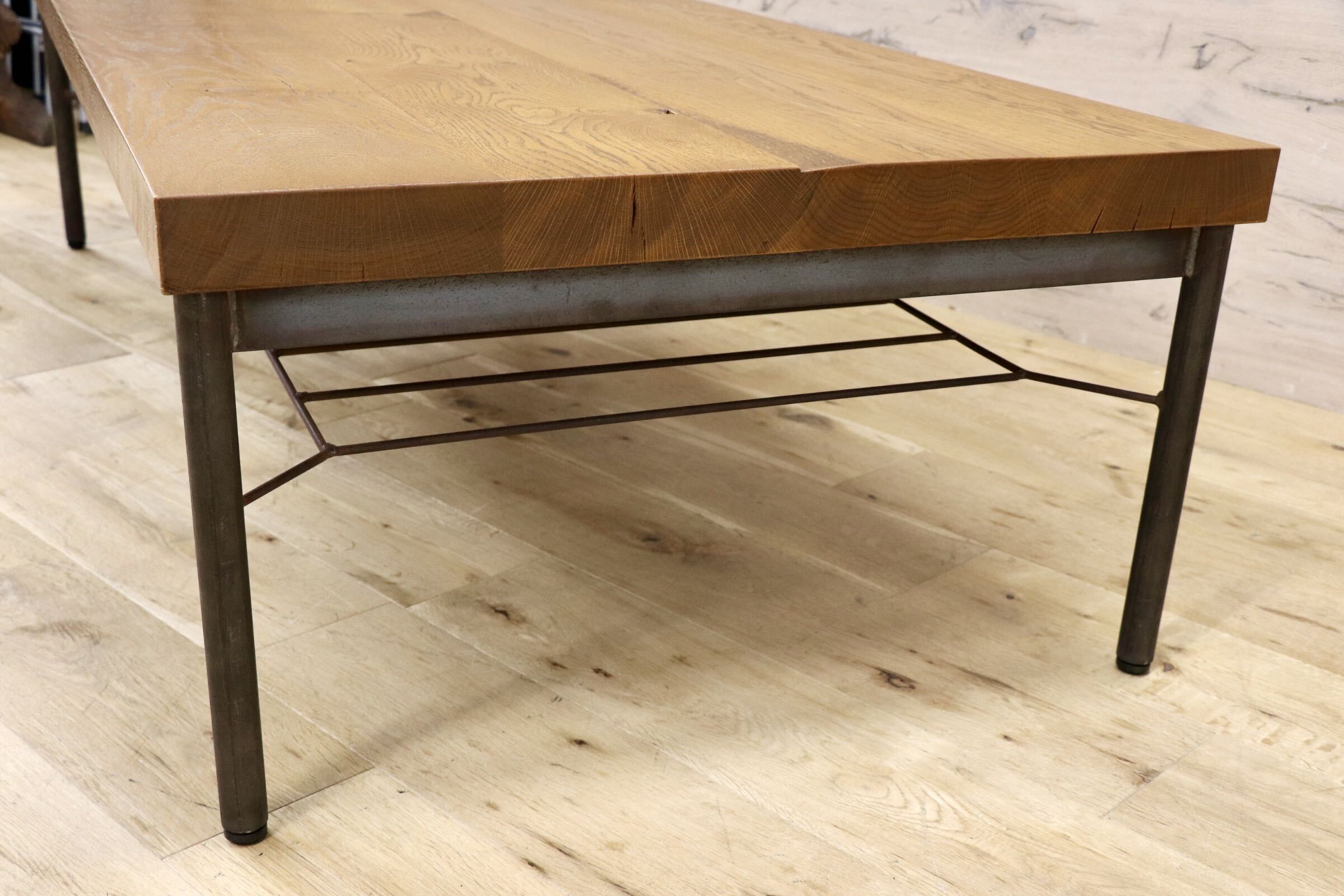 GMJH148○TRUCK FURNITURE / トラックファニチャー OAK IRON-LEG LOW TABLE オーク アイアンレッグ ローテーブル 展示品 定価約24万
