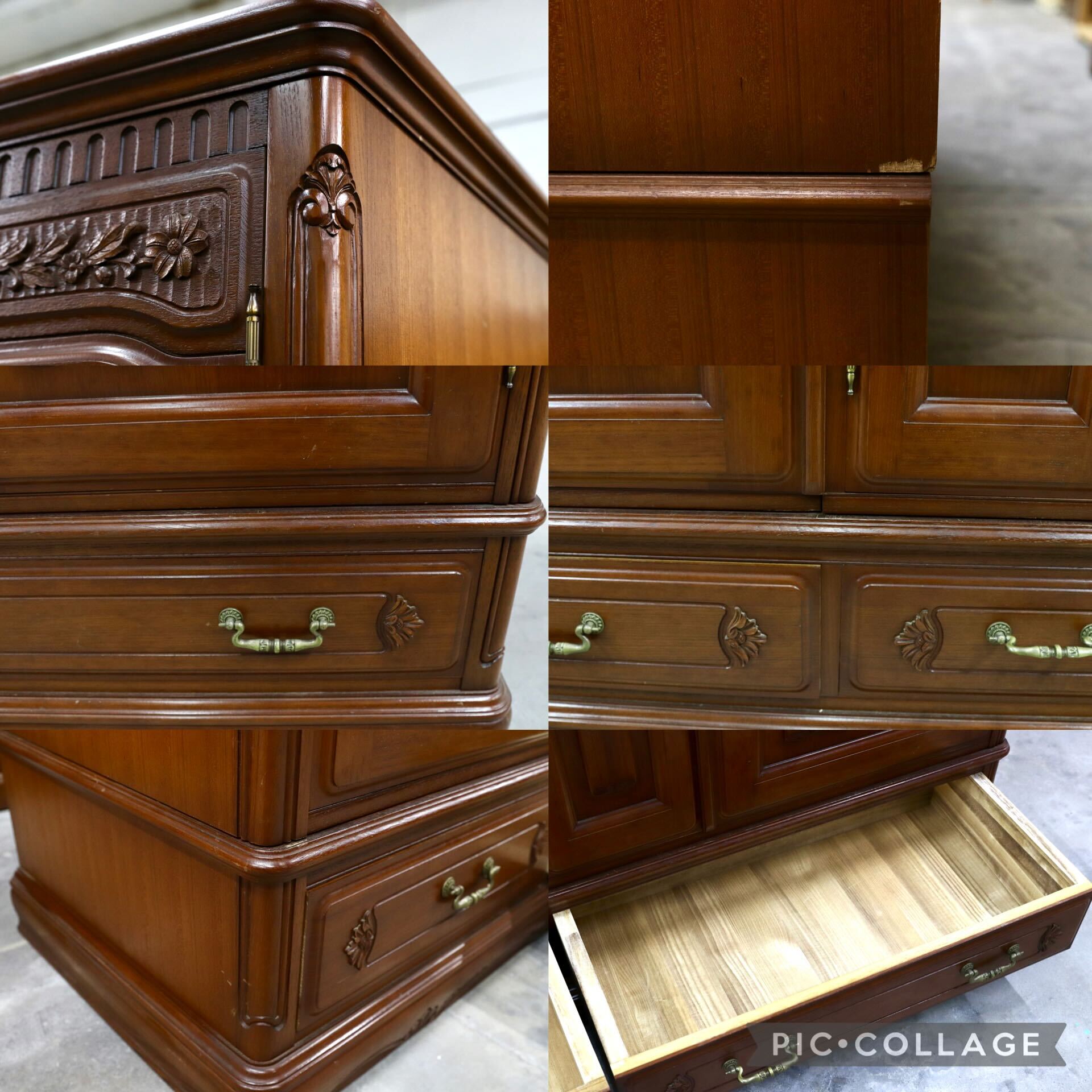 GMIH81○府中家具 最高級 ワードローブ 洋服箪笥 洋タンス チーク材 約400万 稀少 アンティーク 家具 和モダン レトロ 和室 座敷