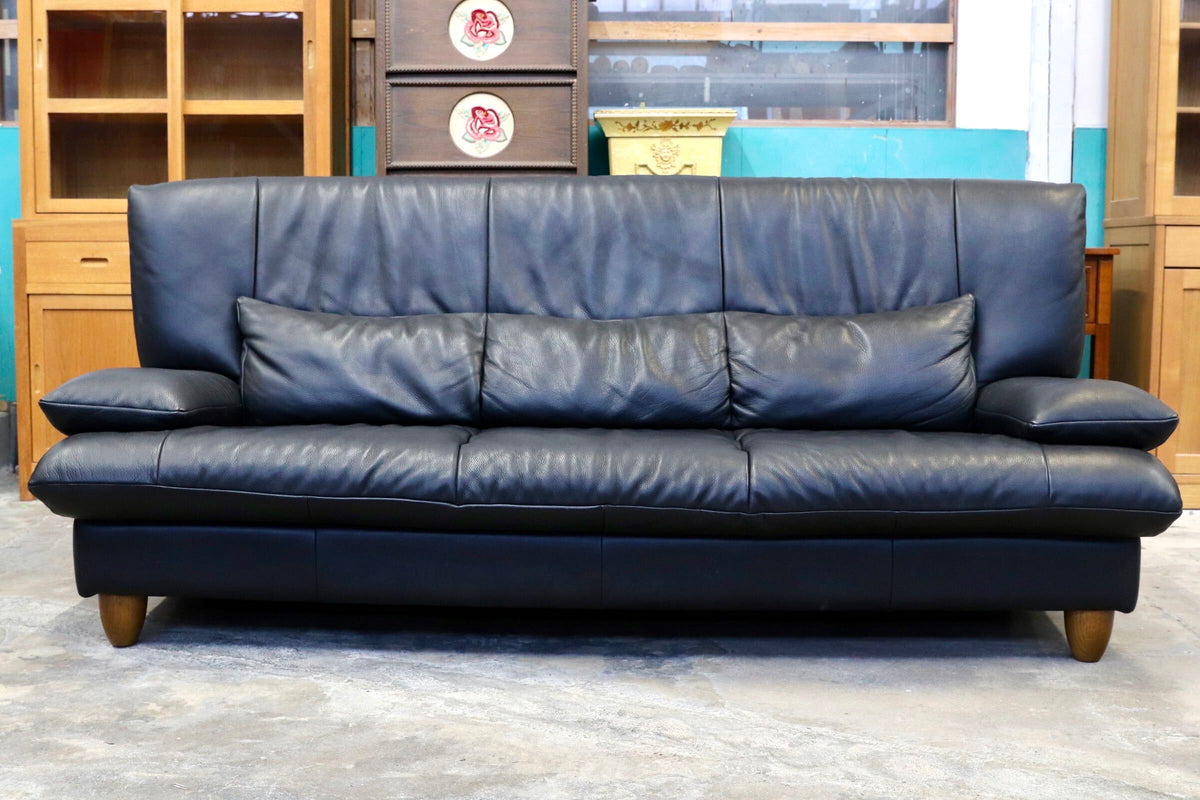 GMJS330B〇karimoku / カリモク ZTシリーズ 3人掛けソファ トリプルソファ 総本革 ブラック ハイバック 国産家具 高級ソファ