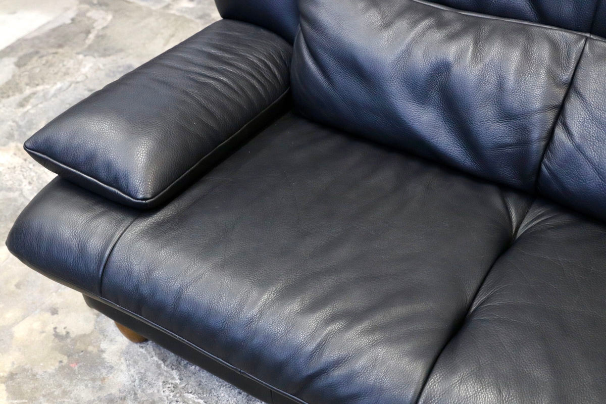 GMJS330B〇karimoku / カリモク ZTシリーズ 3人掛けソファ トリプルソファ 総本革 ブラック ハイバック 国産家具 高級ソファ