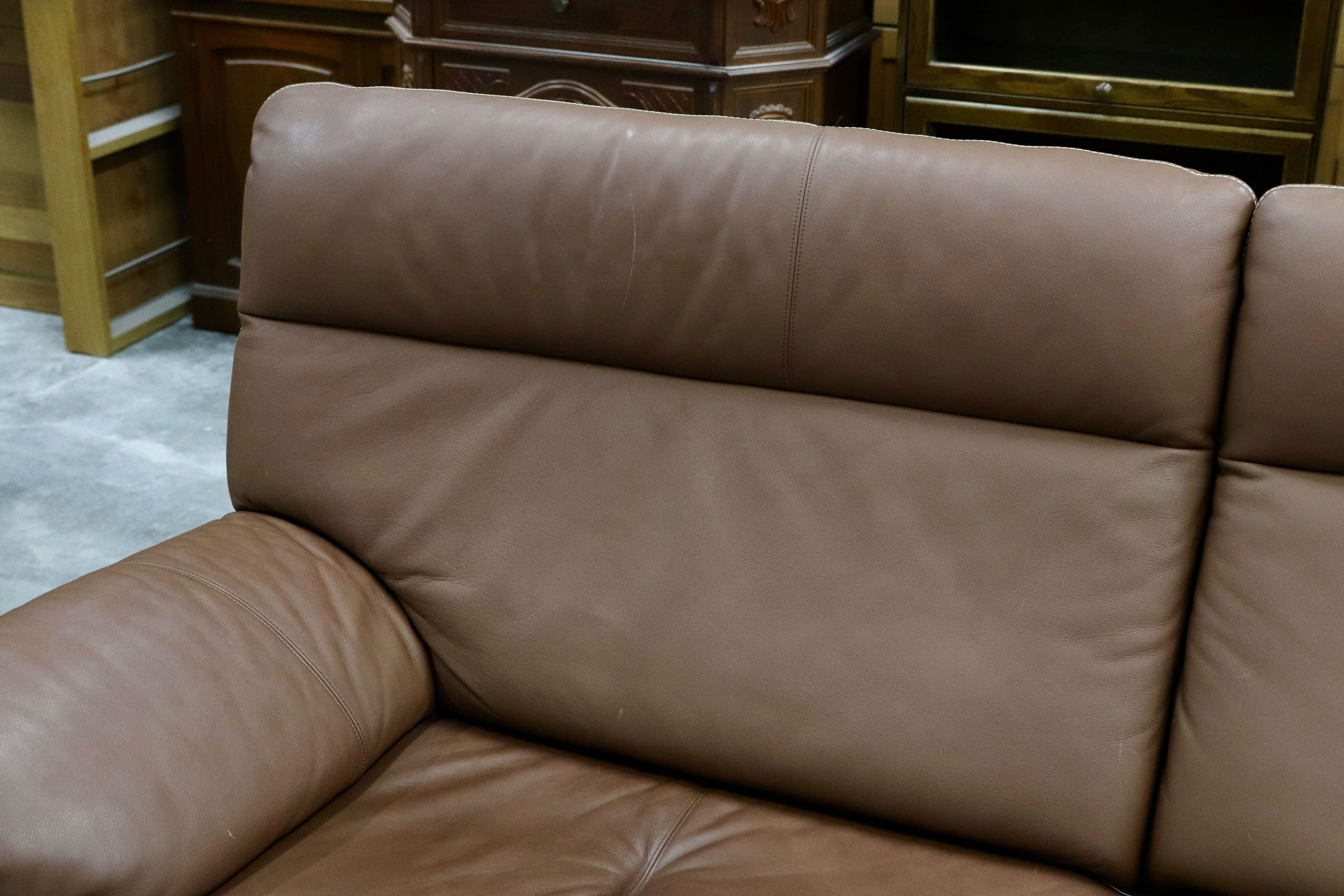 GMHS428○karimoku / カリモク ZT83 3人掛けソファ トリプルソファ 3シーター ブラウン 本革 ブラウン 長椅子 国産家具 約36万