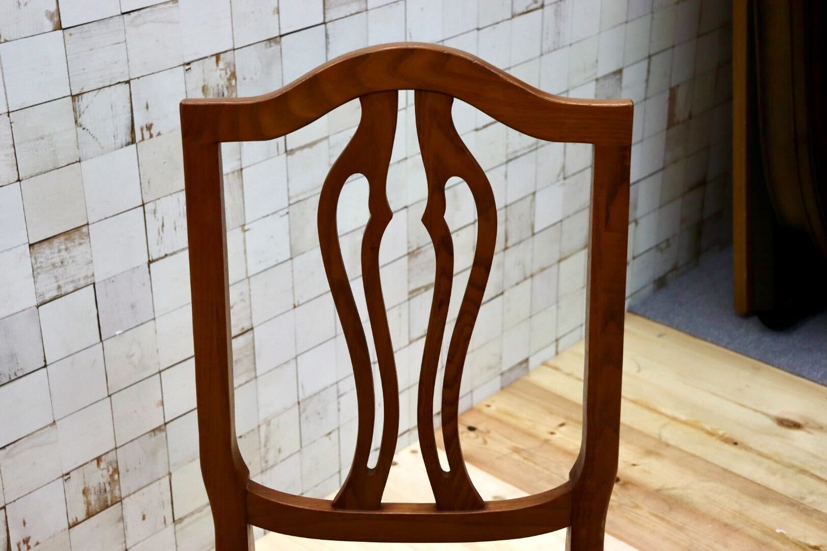 GMGT117D○英国アンティーク ダイニングチェア 食卓椅子 ファブリック グレー オーク 座面張替済 2脚セット クラシック 検)三越ブルージュ