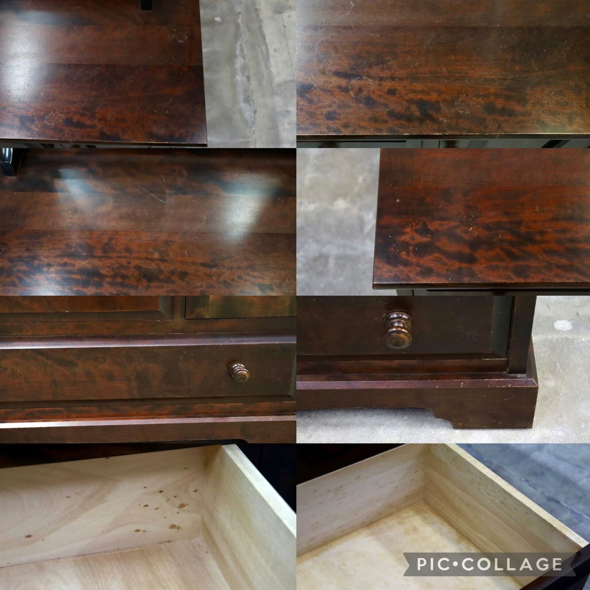 GMHH449B○北海道民芸家具 ドレッサー 鏡台 化粧台 ミラー チェスト 収納家具 樺材 無垢 和家具 和モダン 古民家 レトロ アンティーク