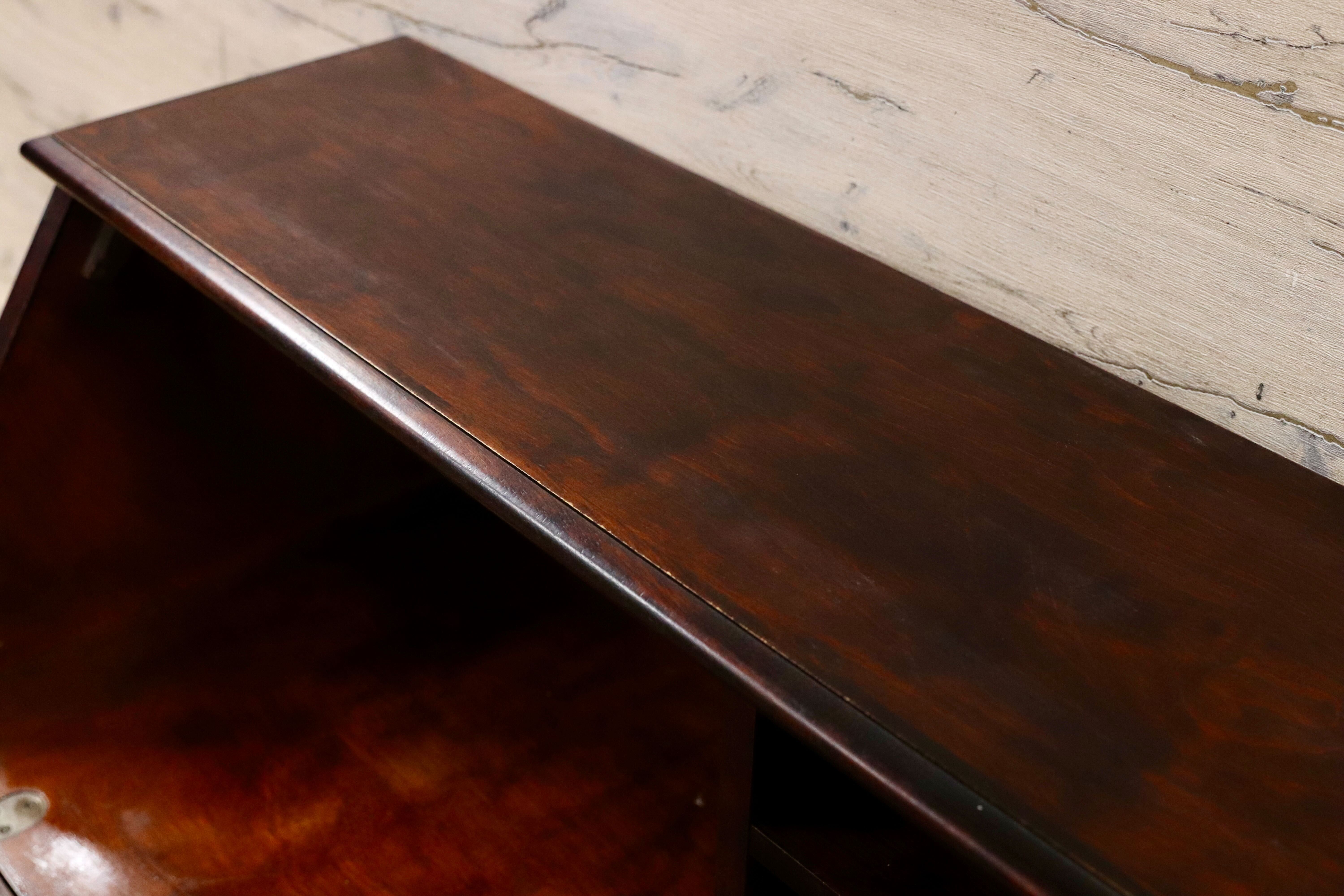 GMHH211○和光 ライティングビューローデスク 学習机 樺材 レトロ 和