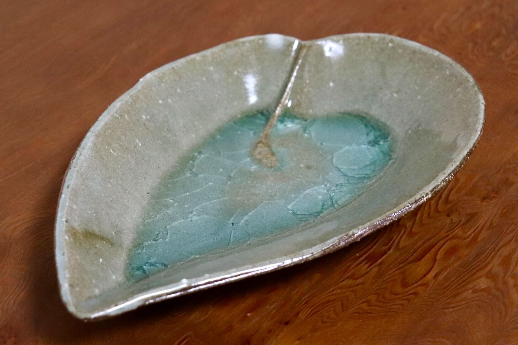 GMIO495C◯丹山窯 丹波焼 葉形皿 陶器 丹波篠山 伝統工芸 未使用