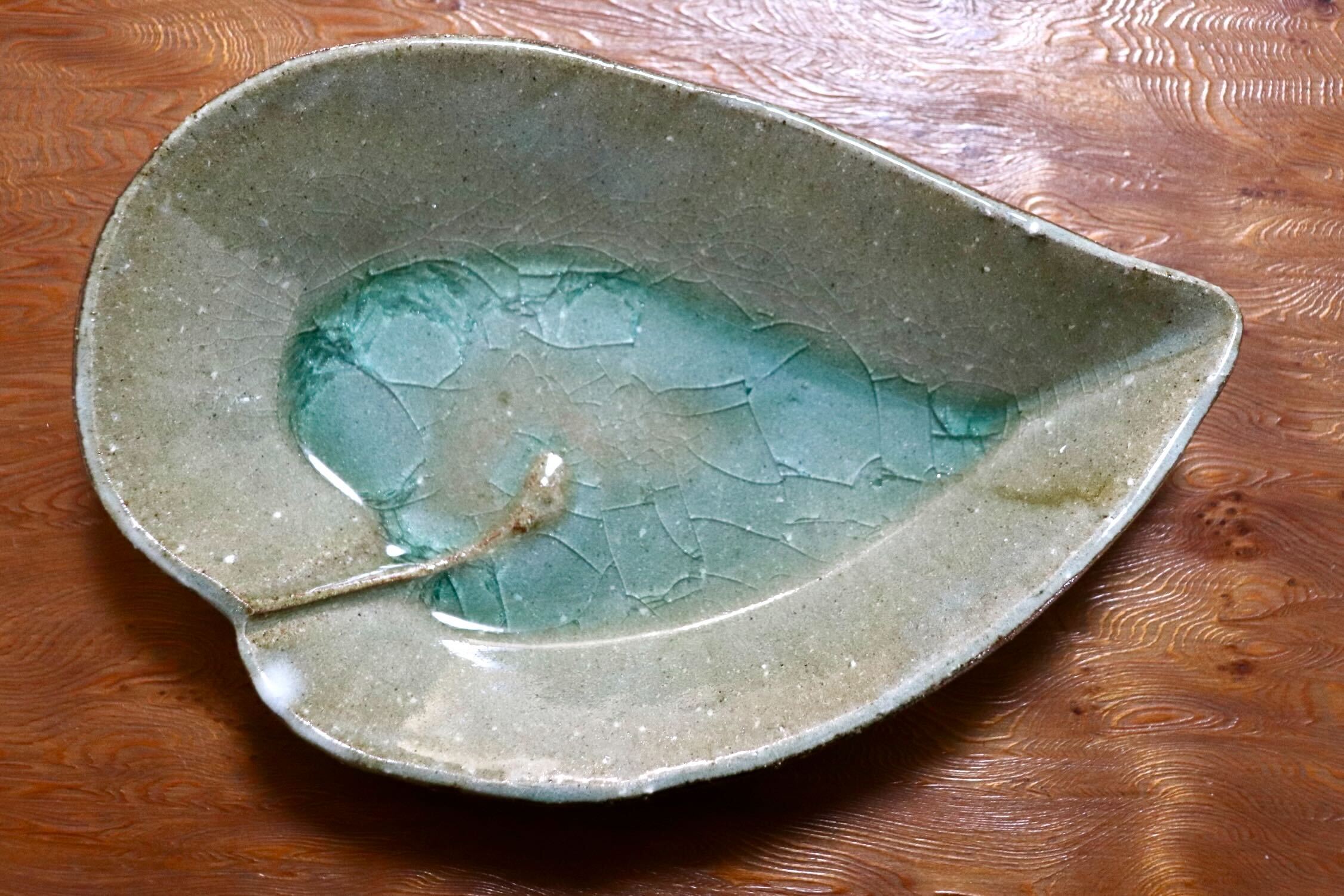 GMIO495C◯丹山窯 丹波焼 葉形皿 陶器 丹波篠山 伝統工芸 未使用