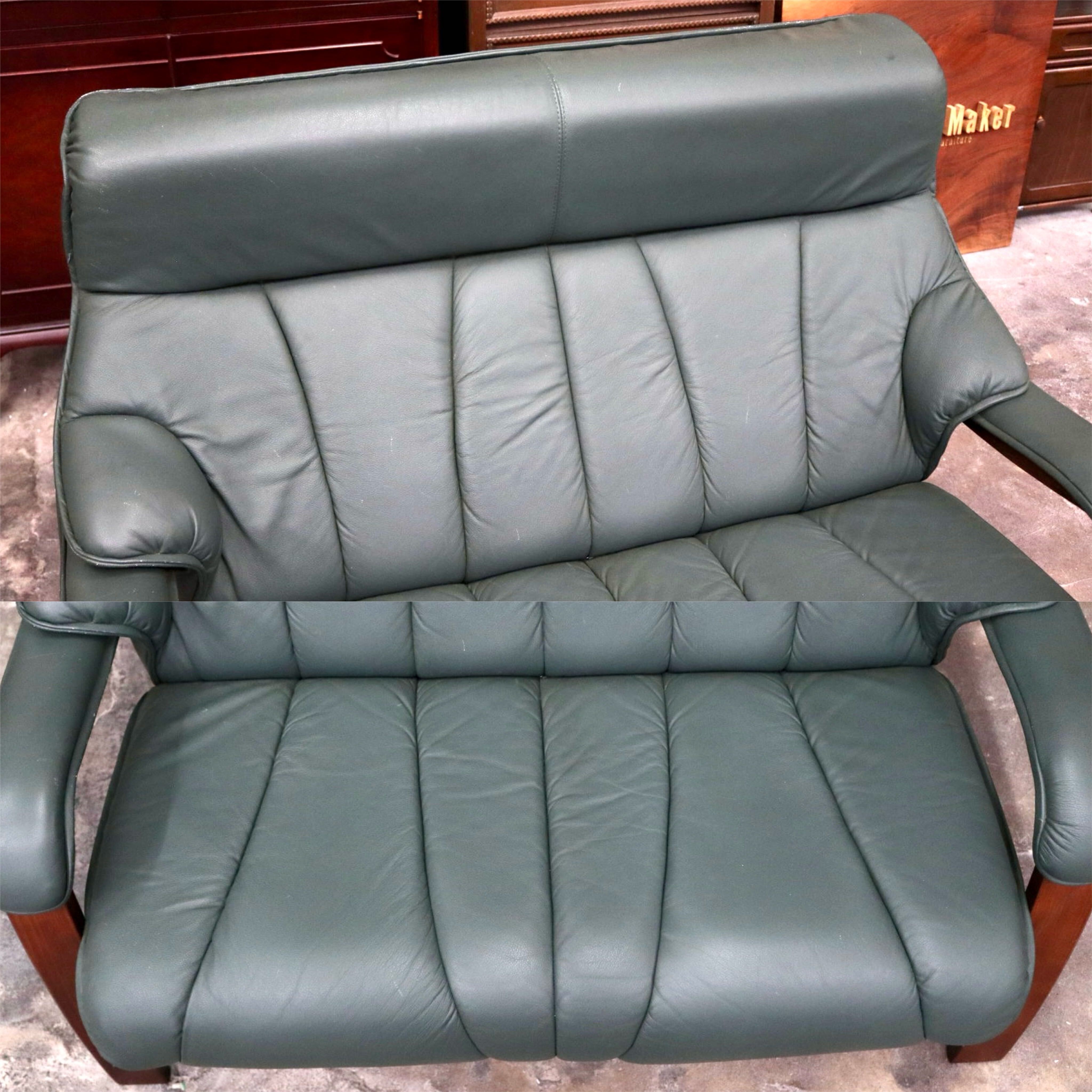 GMJK130B○冨士ファニチア / FUJI FURNITURE 2人掛けソファ ラブソファ ハイバック 椅子 チェア 本革 曲木 ヴィンテージ 国産家具