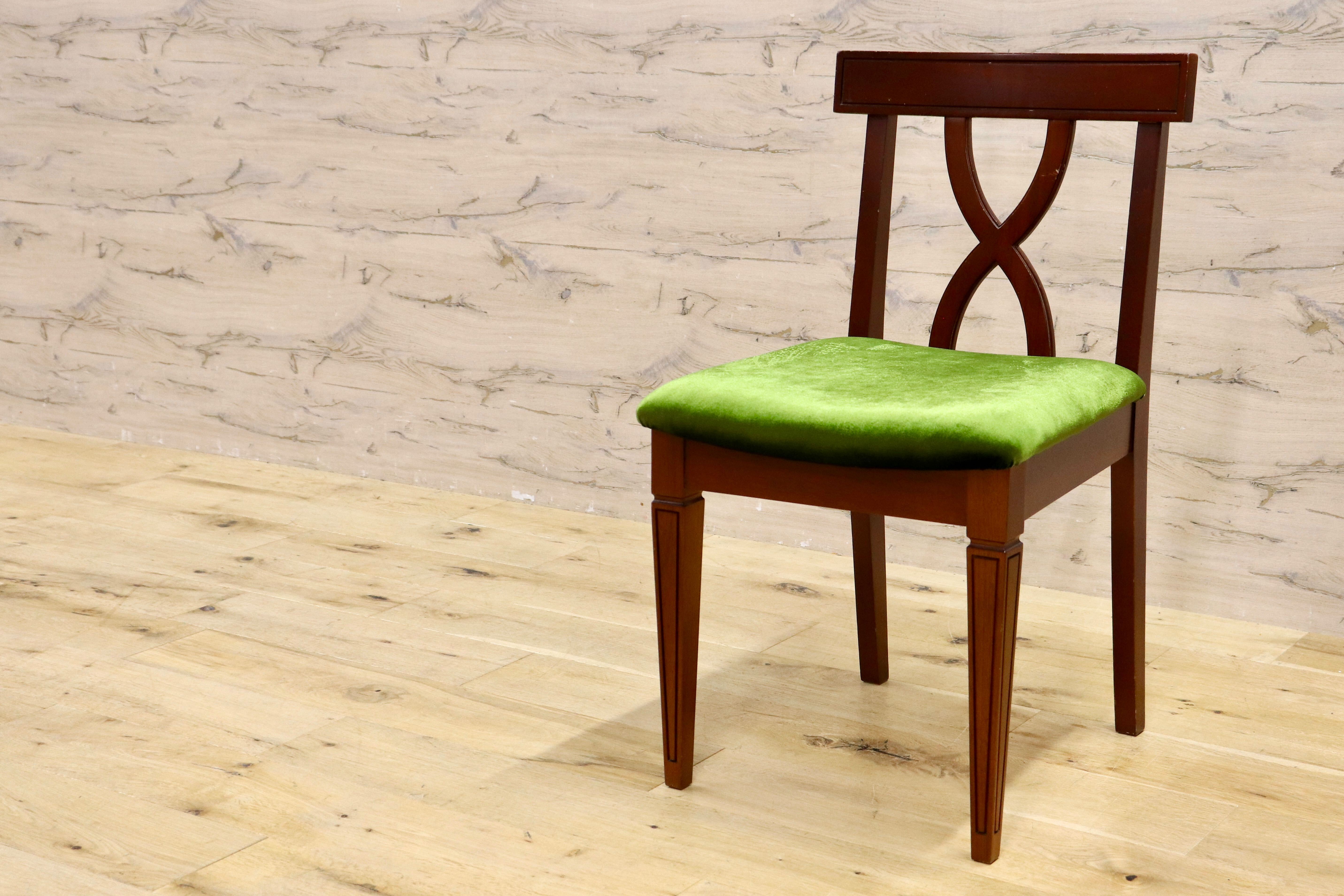 GMIH246○東海家具 / TOKAI KAGU Kent Chair ケントチェア ダイニングチェア ドレッサー ヴィンテージ アンティーク モケットグリーン