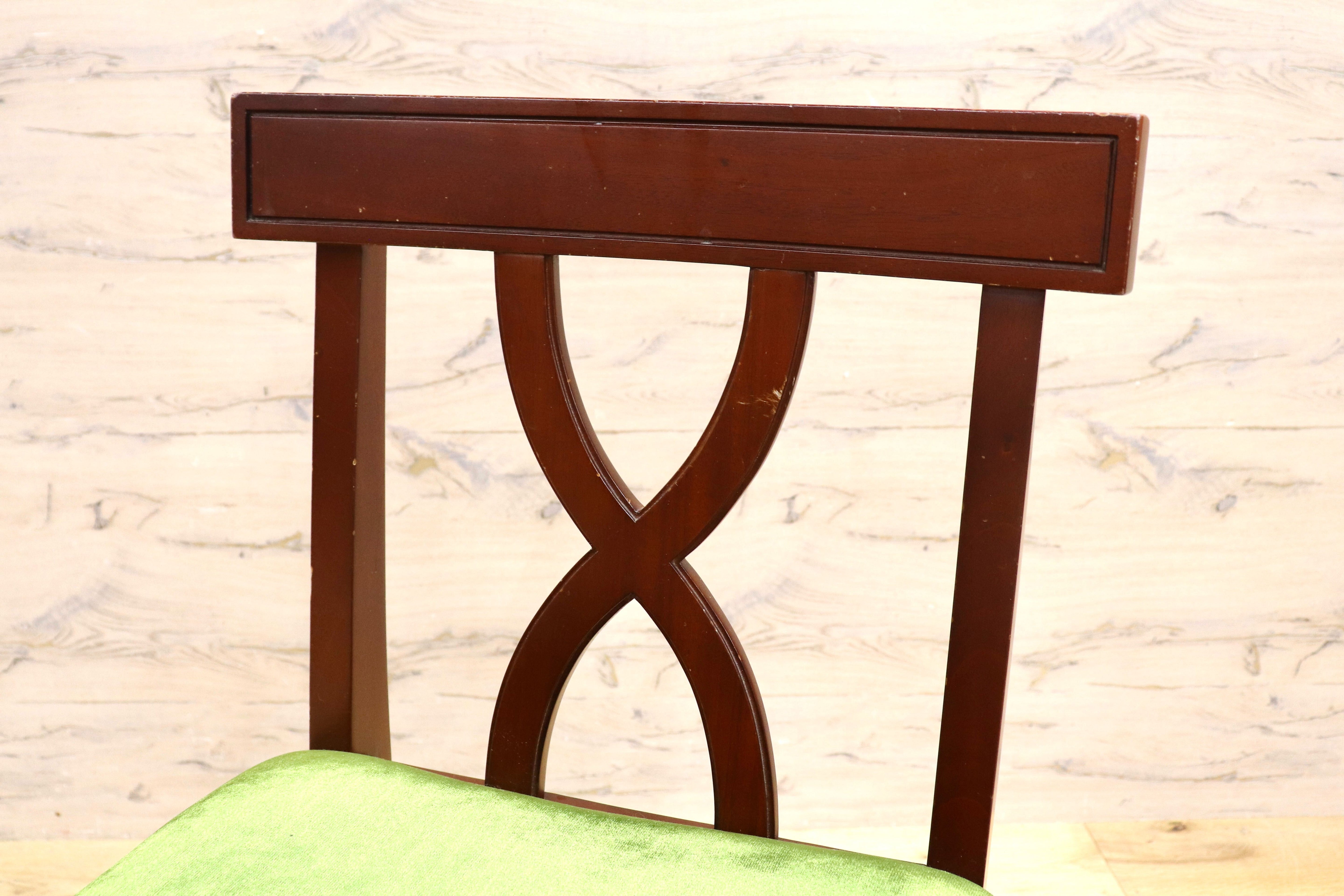 GMIH246○東海家具 / TOKAI KAGU Kent Chair ケントチェア ダイニングチェア ドレッサー ヴィンテージ アンティーク モケットグリーン
