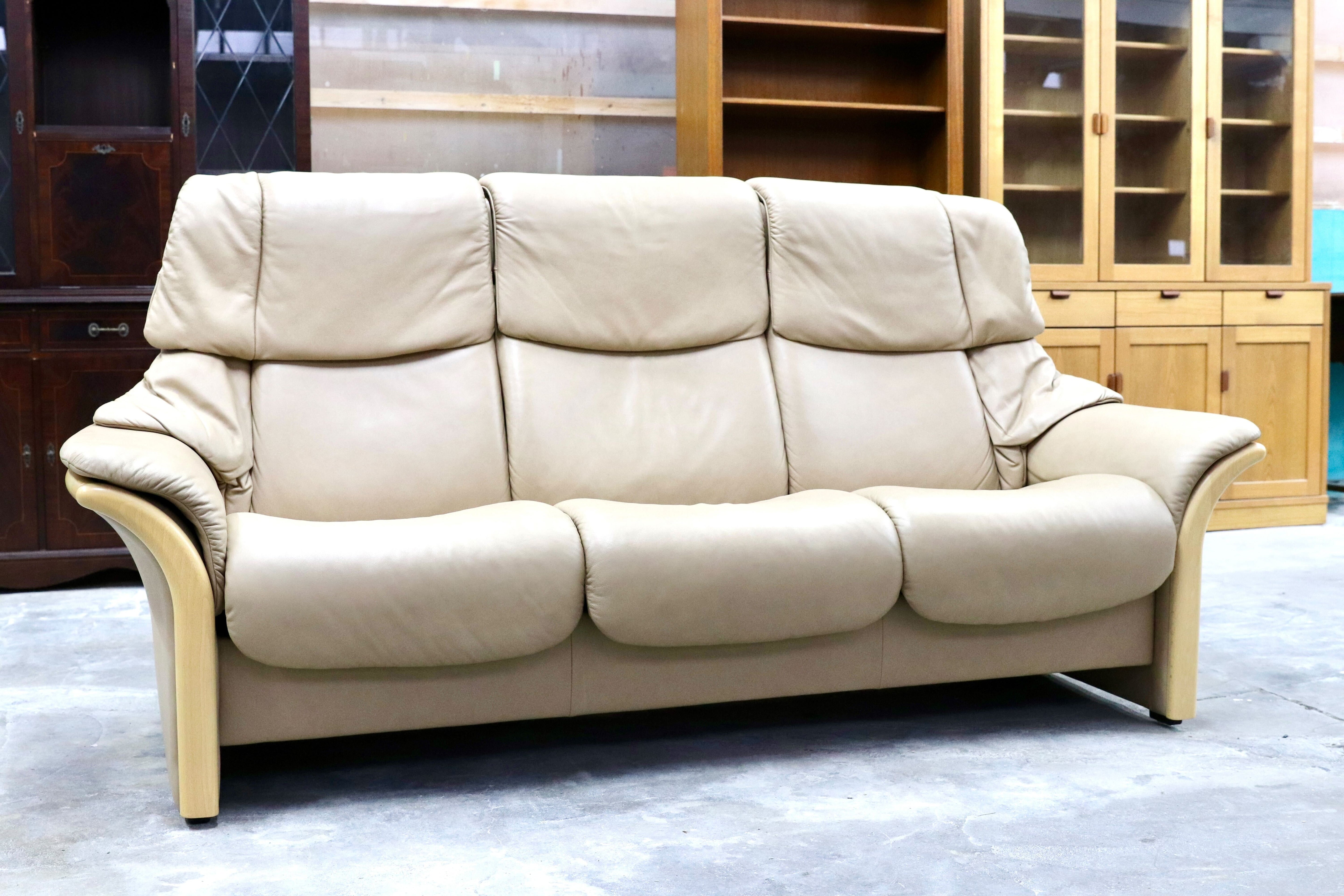 GMHH494○EKORNES / エコーネス エルドラド ハイバック 3人掛けソファ トリプルソファ 総革 北欧 ノルウェー ストレスレス 定価77万