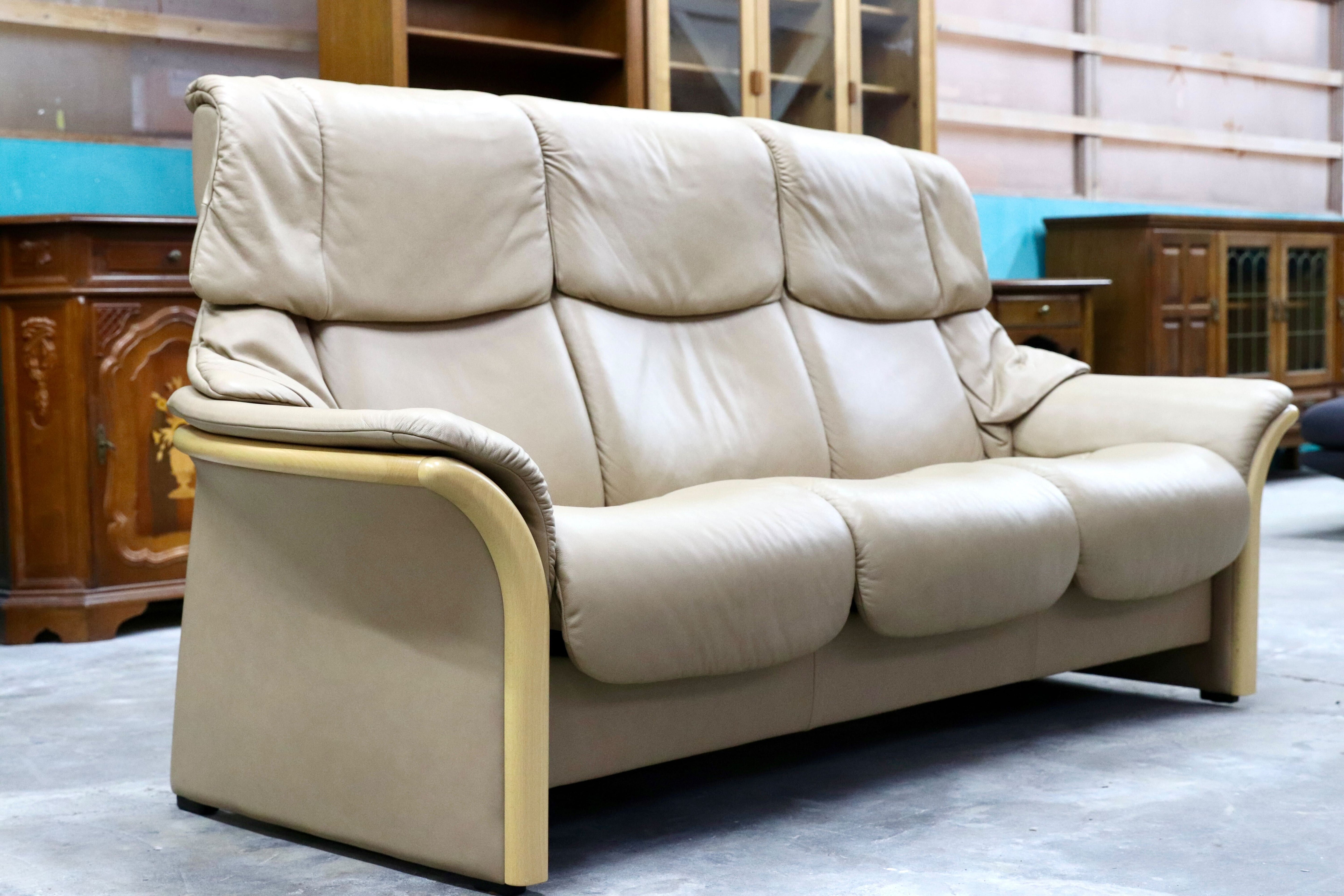 GMHH494○EKORNES / エコーネス エルドラド ハイバック 3人掛けソファ トリプルソファ 総革 北欧 ノルウェー ストレスレス 定価77万