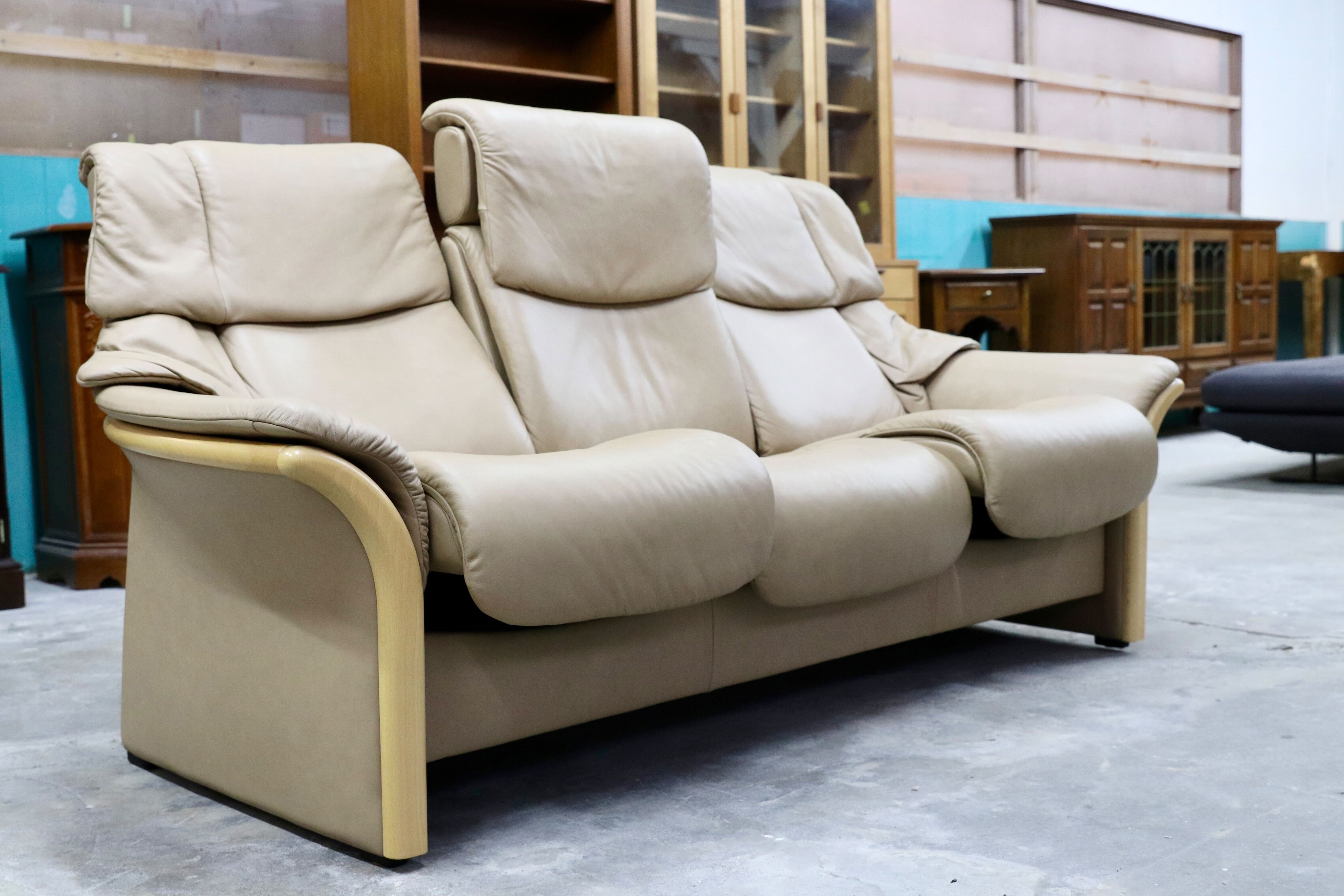 GMHH494○EKORNES / エコーネス エルドラド ハイバック 3人掛けソファ トリプルソファ 総革 北欧 ノルウェー ストレスレス 定価77万